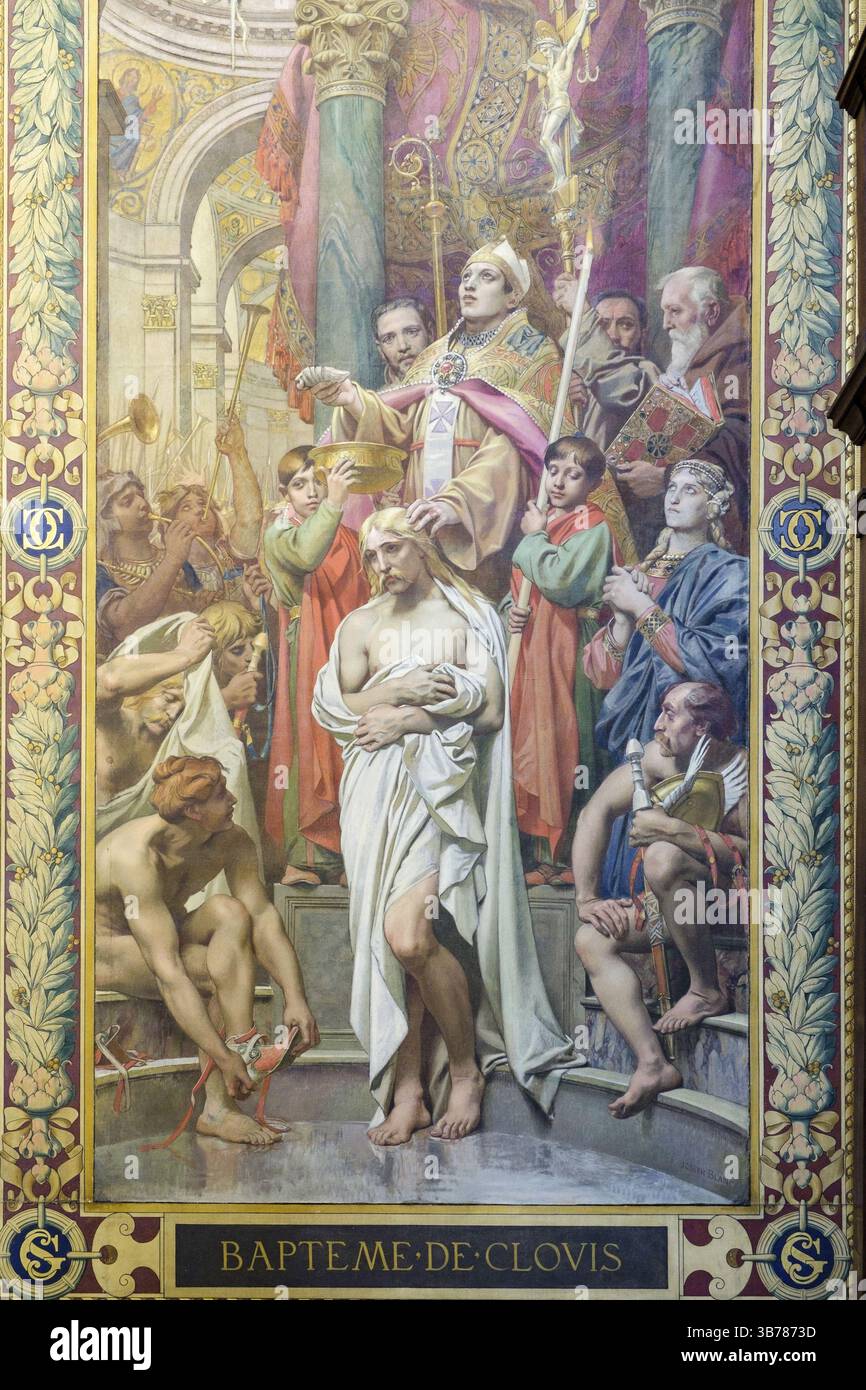 Baptême de Clovis, Joseph Blanc, 1880-1899, Panthéon, le Panthéon, monument de style néoclassique, 5ème arrondissement, Paris, France, Europe occidentale, Europ Banque D'Images