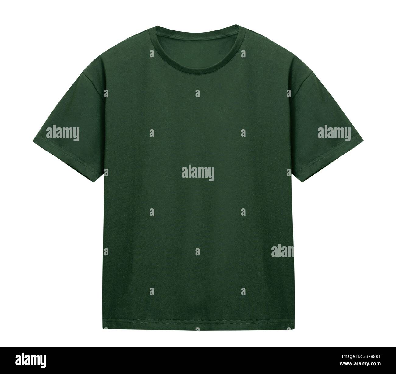 T-shirt pour hommes standard isolé sur blanc, personne. T-shirt vert homme vide espace logo. Vue avant t-shirt découpe. Imprimez des vêtements vierges. Banque D'Images