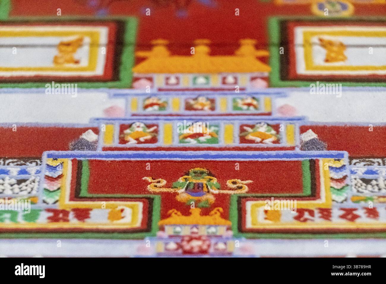 Mandala bouddhiste Kalachakcra, cadeau Dalaï Llama, musée pollensa, Majorque, Îles Baléares, Espagne, Europe Banque D'Images