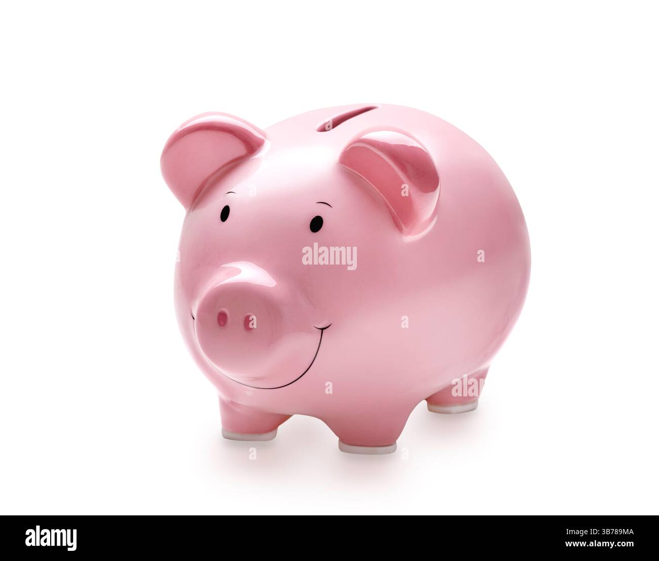 Cochon rose, boîte à argent isolé sur blanc.Cash Savings.concept financier, objet. Investissement.Business. Banque D'Images