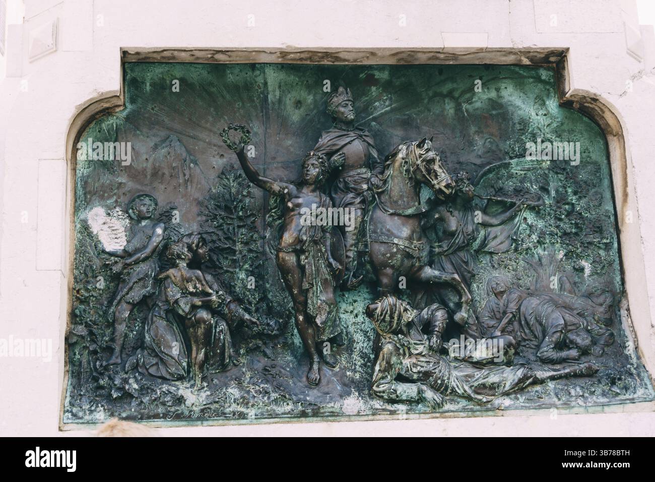 Dubrovnik, Croatie - 04 mai 2016 : Monument à Ivan Gundulich, scènes de bronze du poème d'Osman - la bataille des Slaves avec les Turcs à Khotyn, ador Banque D'Images