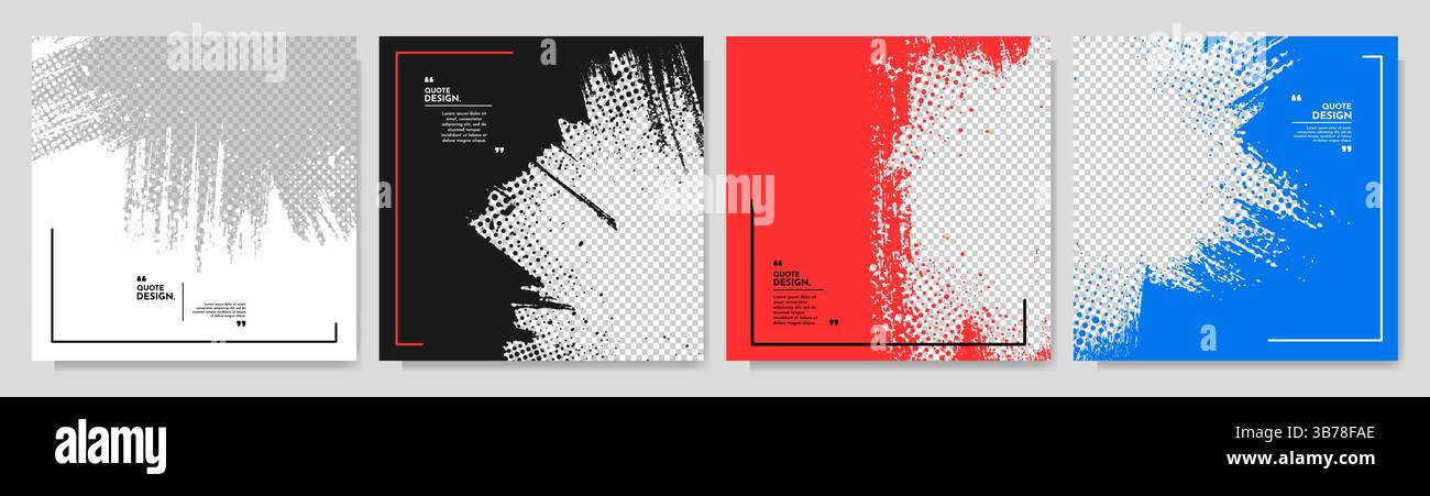 Illustration vectorielle. Ensemble de cadres de couleur abstraits dessinés à la main. Pinceau à encre coups de fouet. Conception pour les médias sociaux, article de blog, superposition de photographies Illustration de Vecteur