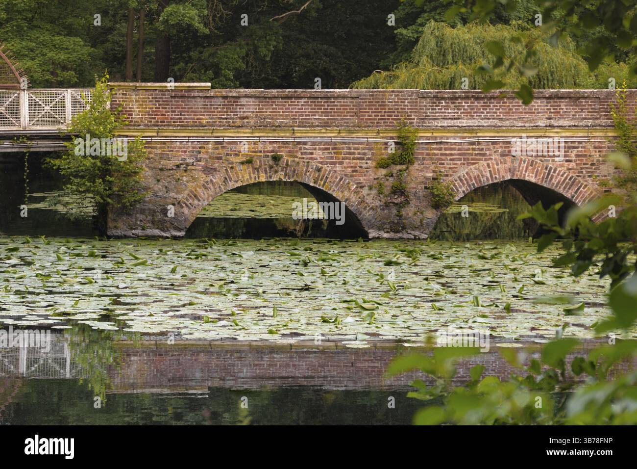 Les douves du château à douves de Senden sont alimentées par le River Stever. Le site est situé à une courte distance du canal Dortmund-EMS Banque D'Images