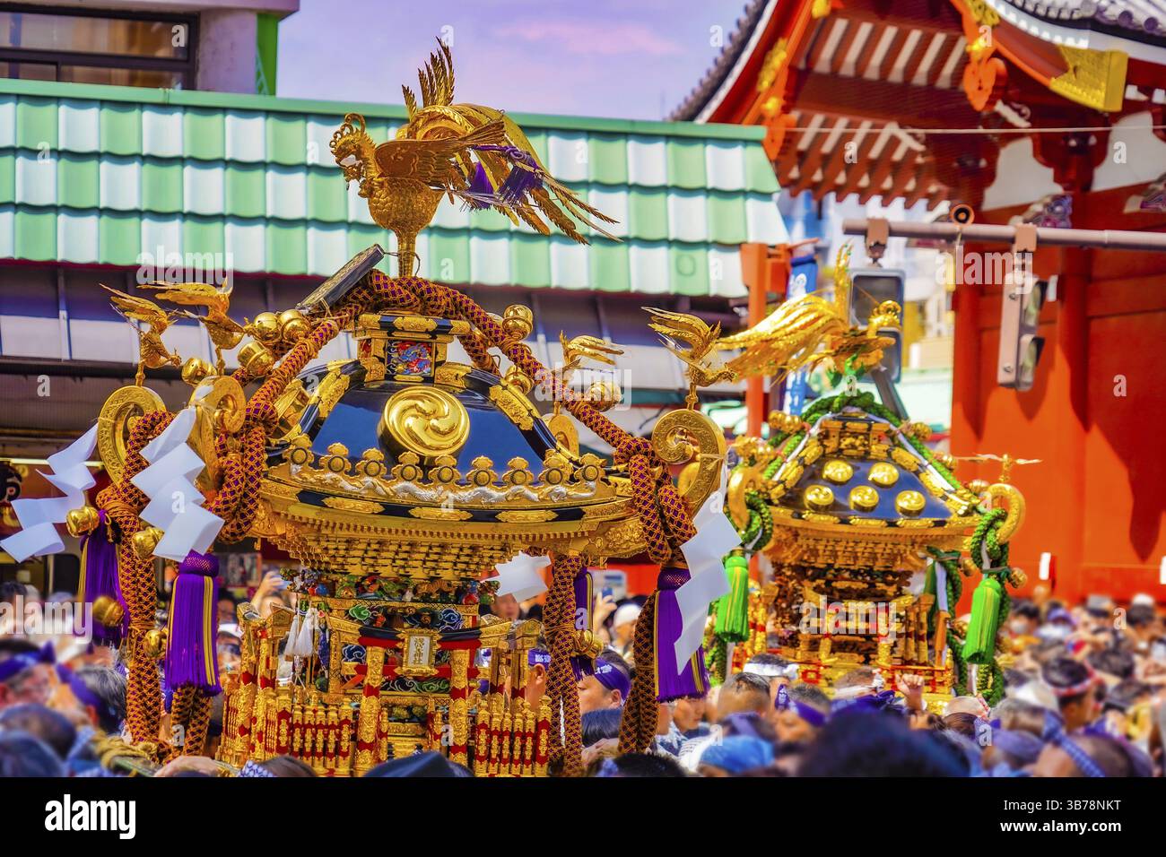 Procession mikoshi de luxe (Festival de Sanja). Lieu de tournage : Taito-Ku, Tokyo Banque D'Images
