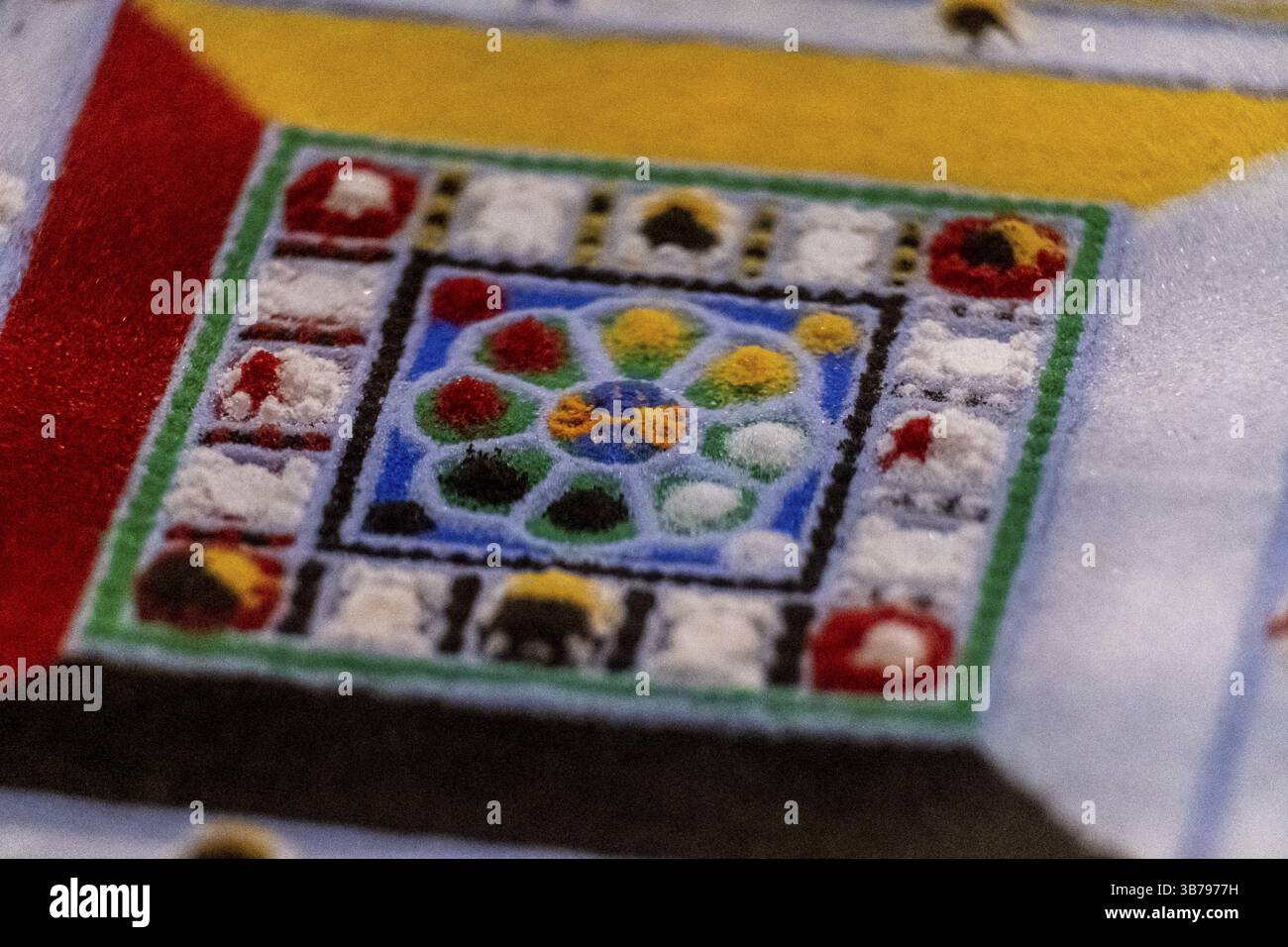 Mandala bouddhiste Kalachakcra, cadeau Dalaï Llama, musée pollensa, Majorque, Îles Baléares, Espagne, Europe Banque D'Images