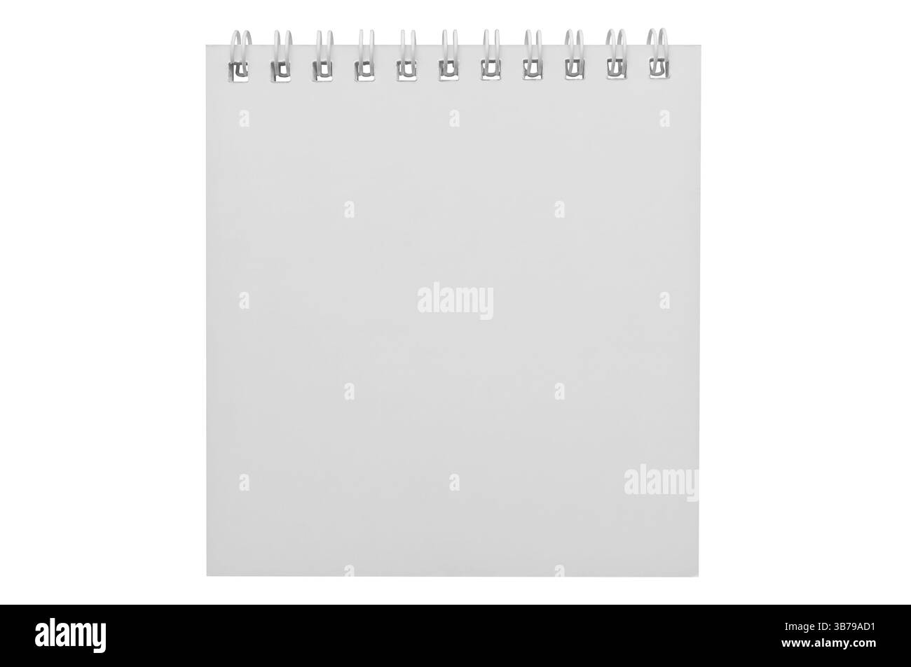 Page blanche d'un bloc-notes en spirale isolé sur fond blanc, prêt pour des idées créatives et des textes. Isolé Banque D'Images