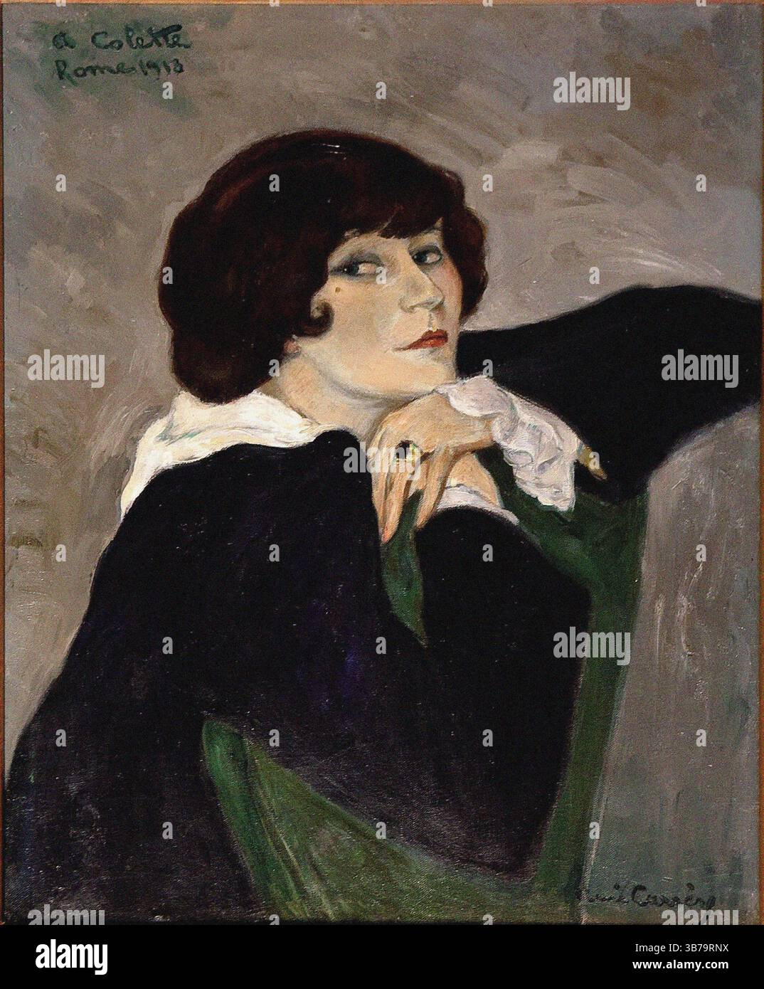 Portrait de Colette (1873-1954). Musée : COLLECTION PRIVÉE. Auteur : René Carrère. Banque D'Images