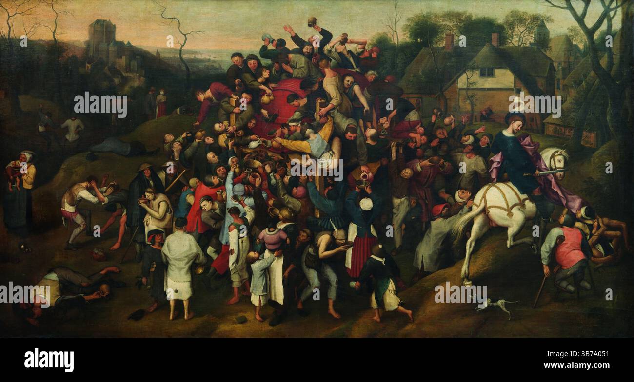 Le vin de la Saint Martin. Musée : musées royaux des Beaux-Arts de Belgique, Bruxelles. AUTEUR : PIETER BRUEGHEL LE JEUNE. Banque D'Images