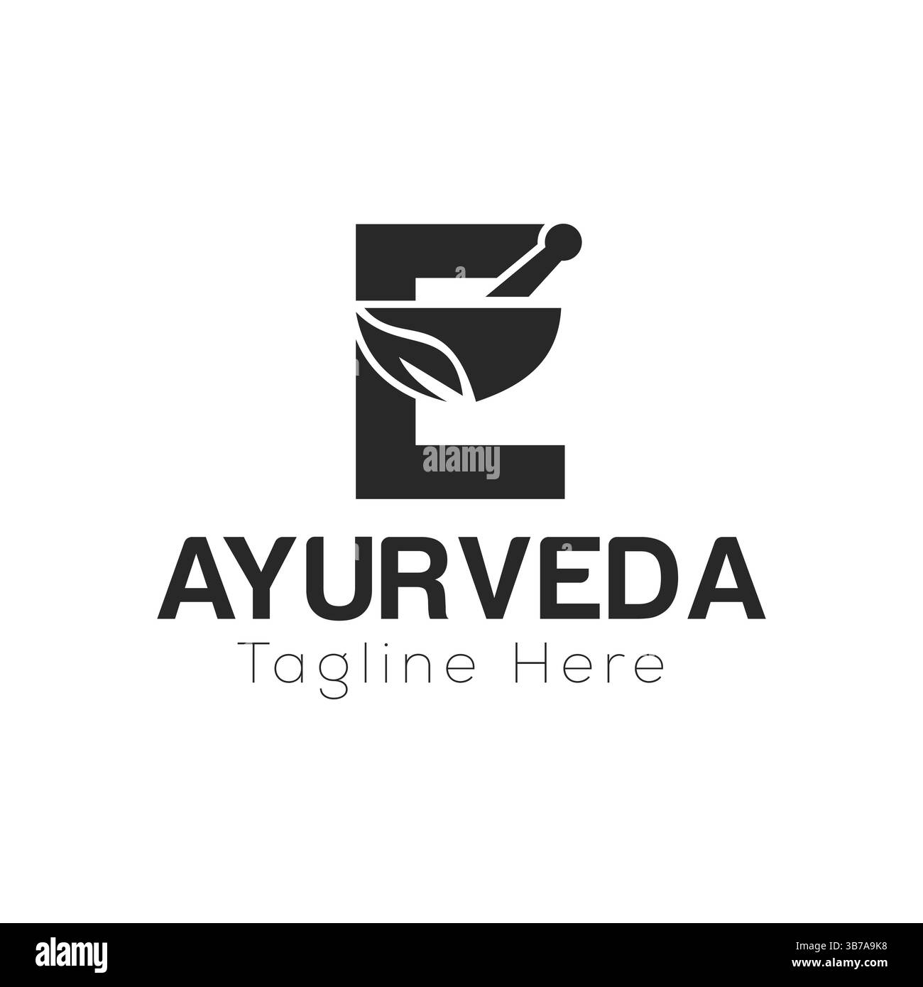 Lettre initiale E Ayurveda Eco logo Design, modèle vectoriel de concept de pharmacie Illustration de Vecteur