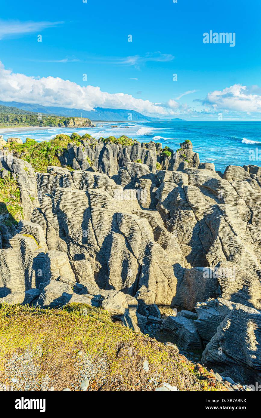 Pancake Rocks, Punakaiki, île du Sud, Nouvelle-Zélande Banque D'Images