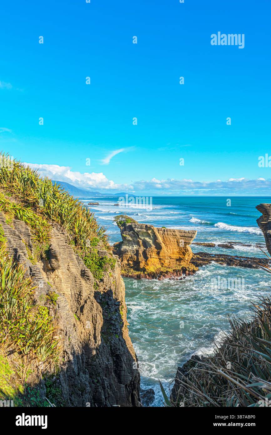 Côte de Punakaiki, parc national de Paparoa, île du Sud, Nouvelle-Zélande Banque D'Images