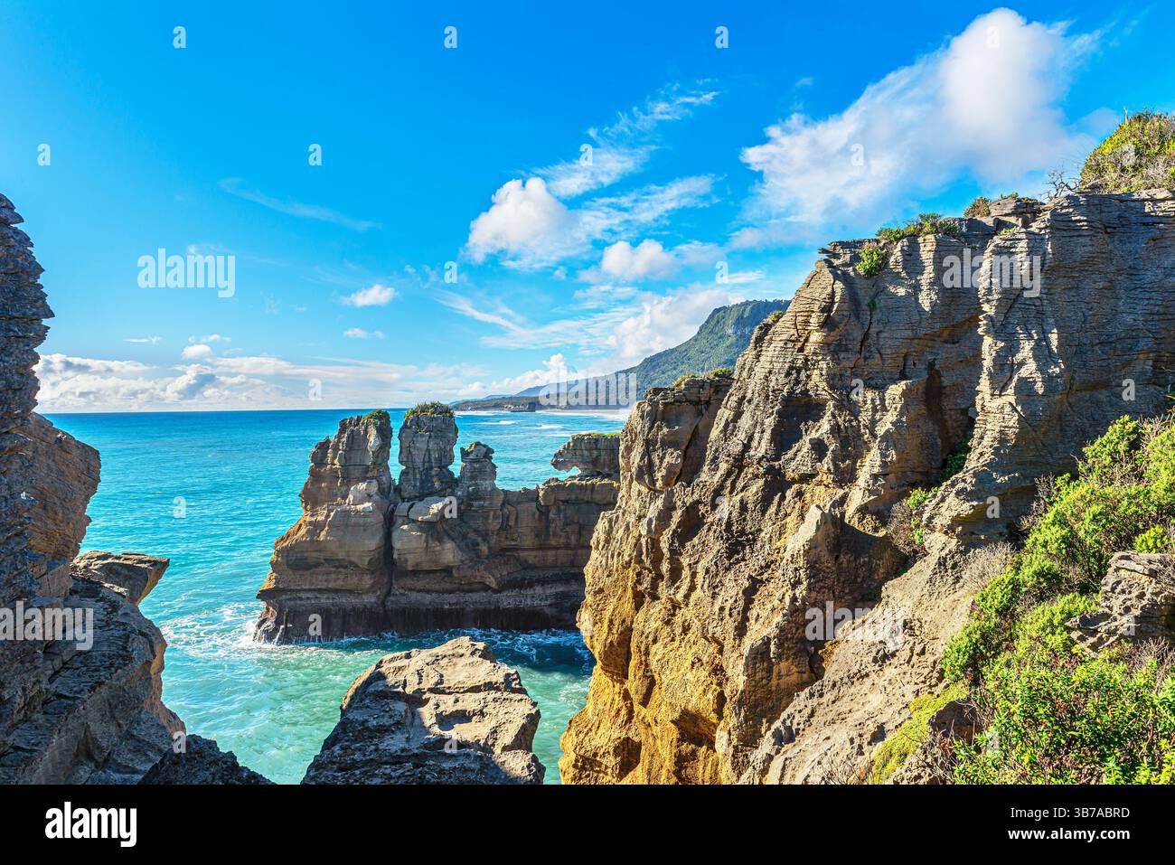 Côte de Punakaiki, parc national de Paparoa, île du Sud, Nouvelle-Zélande Banque D'Images