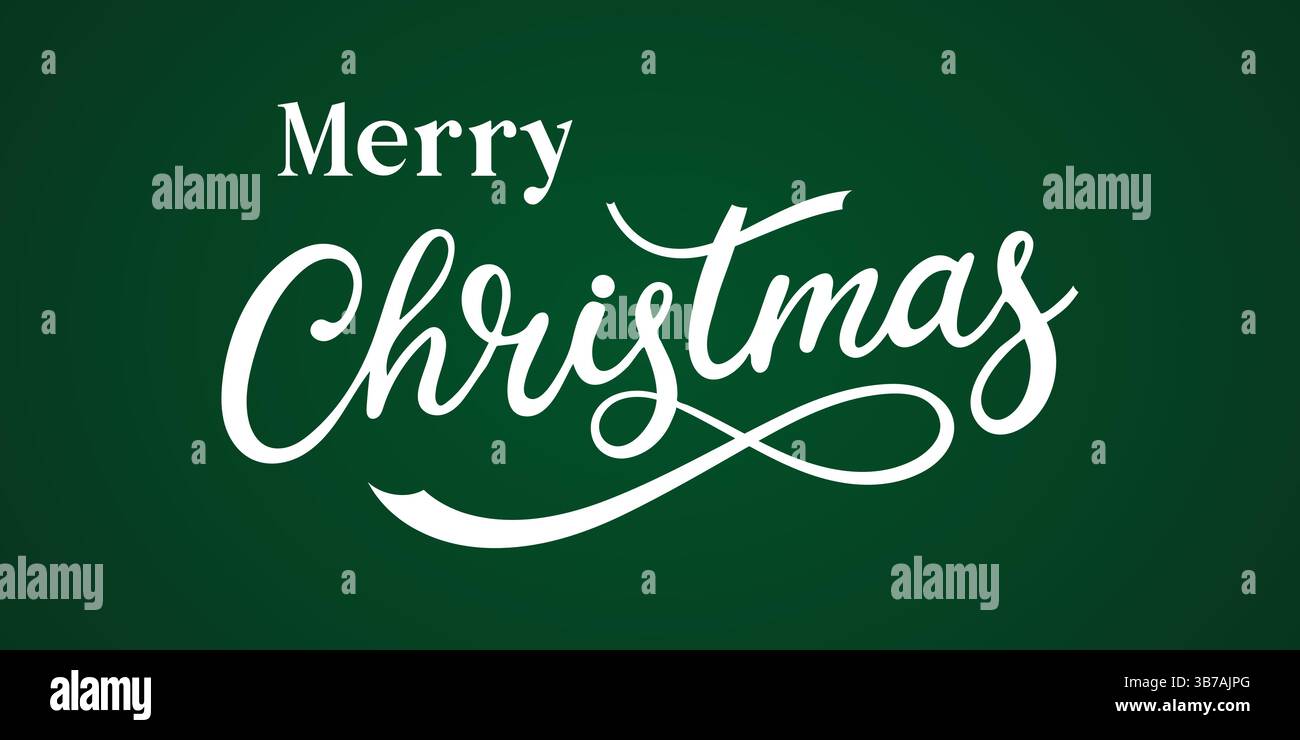 Script blanc 'Merry Christmas' texte sur un fond bleu foncé Illustration de Vecteur