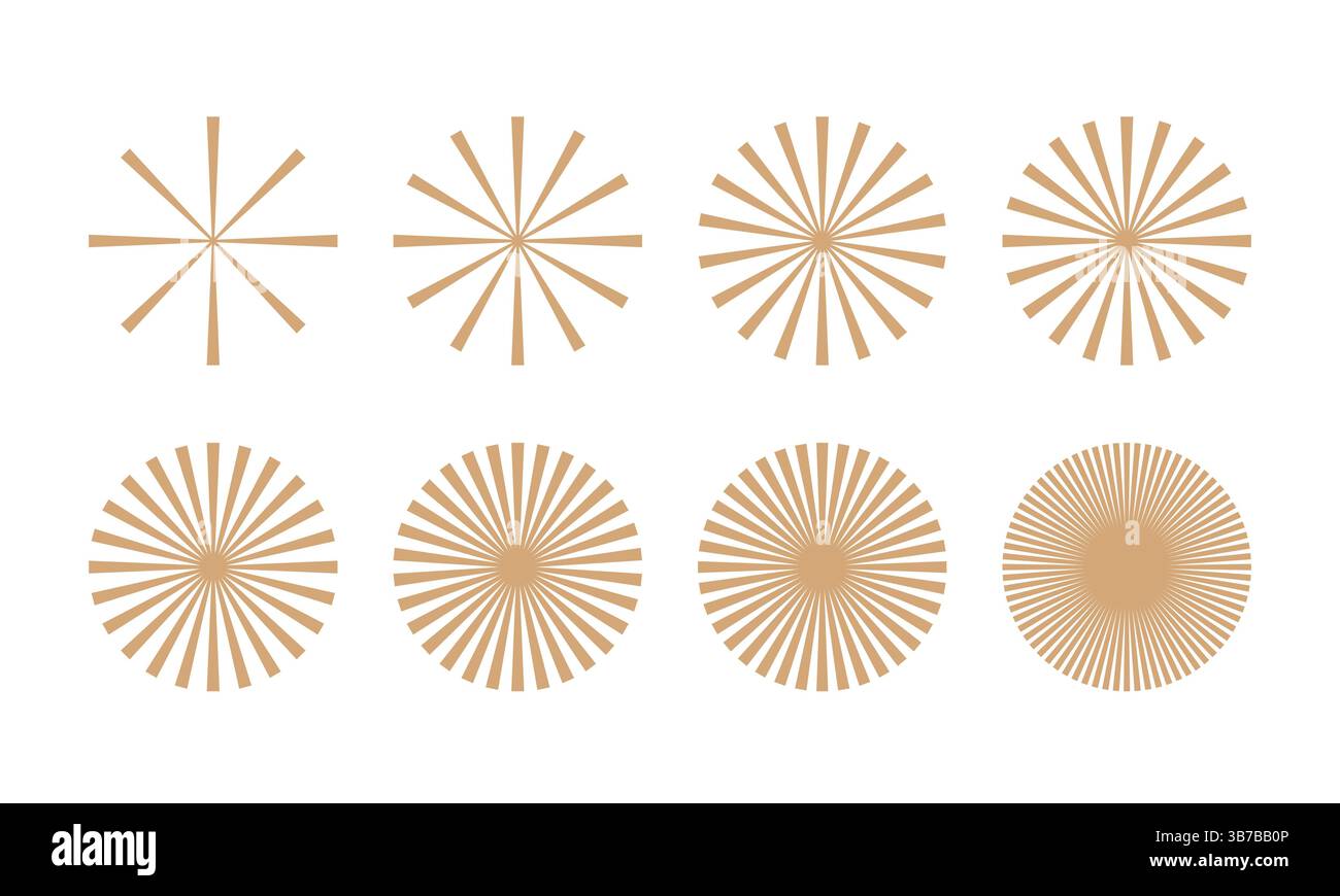 Brutalisme formes de figure, éléments géométriques minimalistes. Rétro Gold ligne audacieuse Sunburst, rayons du soleil. Forme ronde minimaliste vectorielle. Illustration de Vecteur