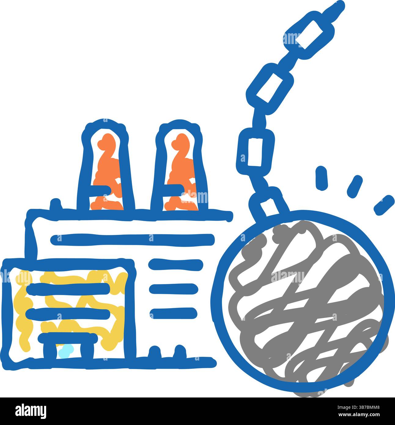 illustration de l'icône de démolition d'usine de doodle Illustration de Vecteur