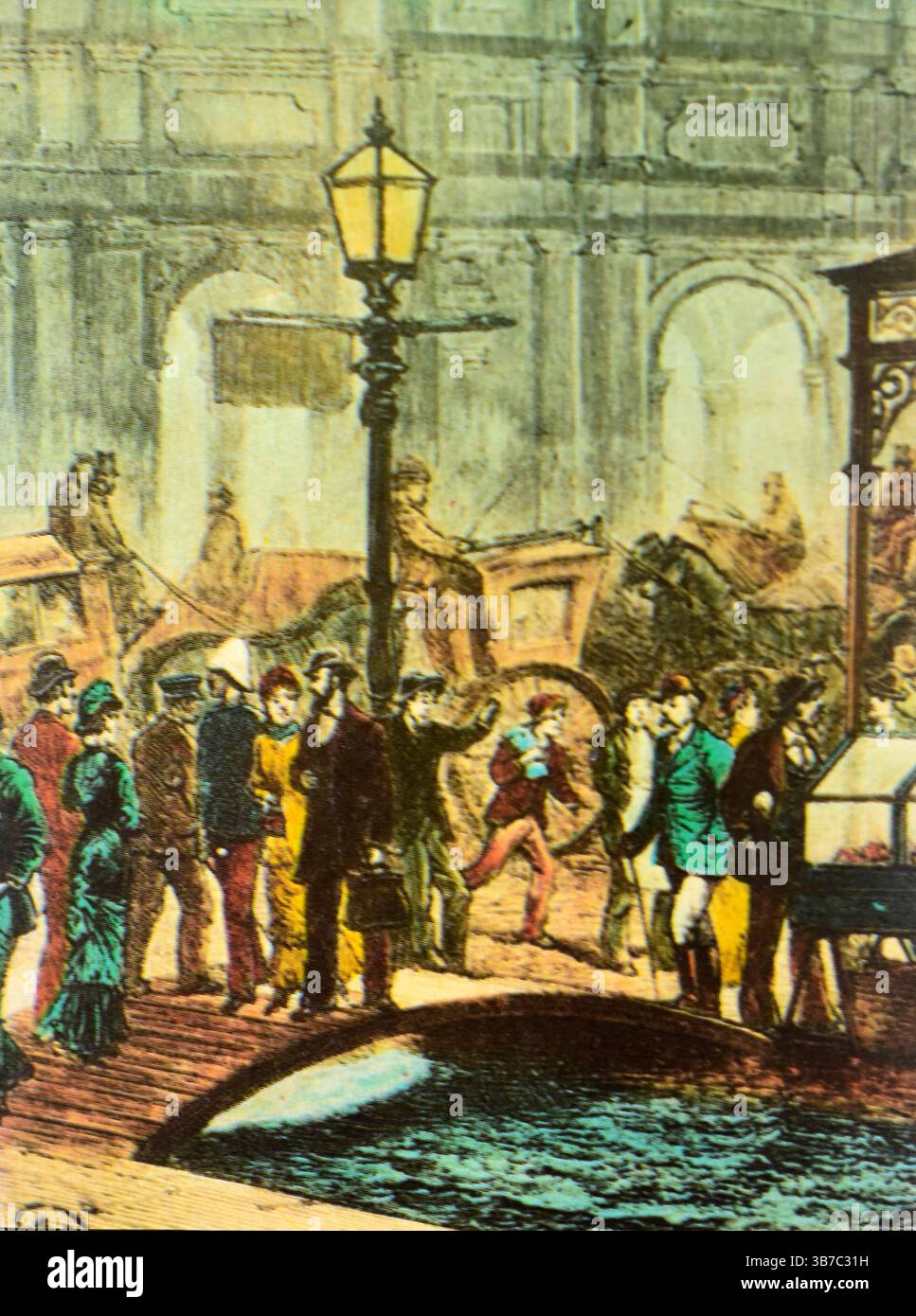 Vue d'un lampadaire, fin du XIXe siècle. Melbourne, Australie. Illustration historique. Banque D'Images