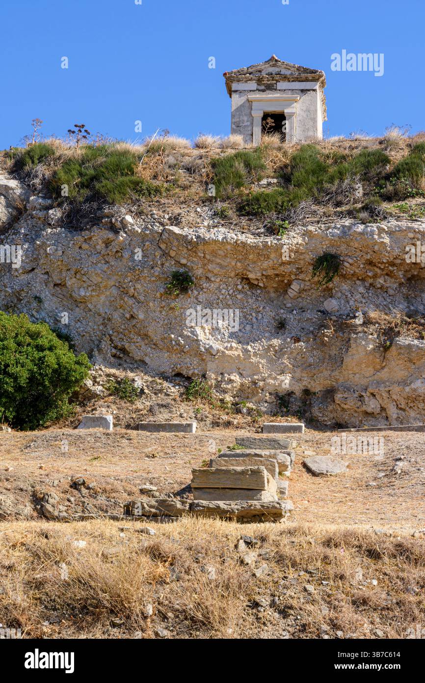 Vestiges de l'Asklepion de Paros, un temple et sanctuaire dédié à Asclépios, le Dieu de la médecine et de la guérison, Parikia, Paros, Cyclades, Grèce Banque D'Images