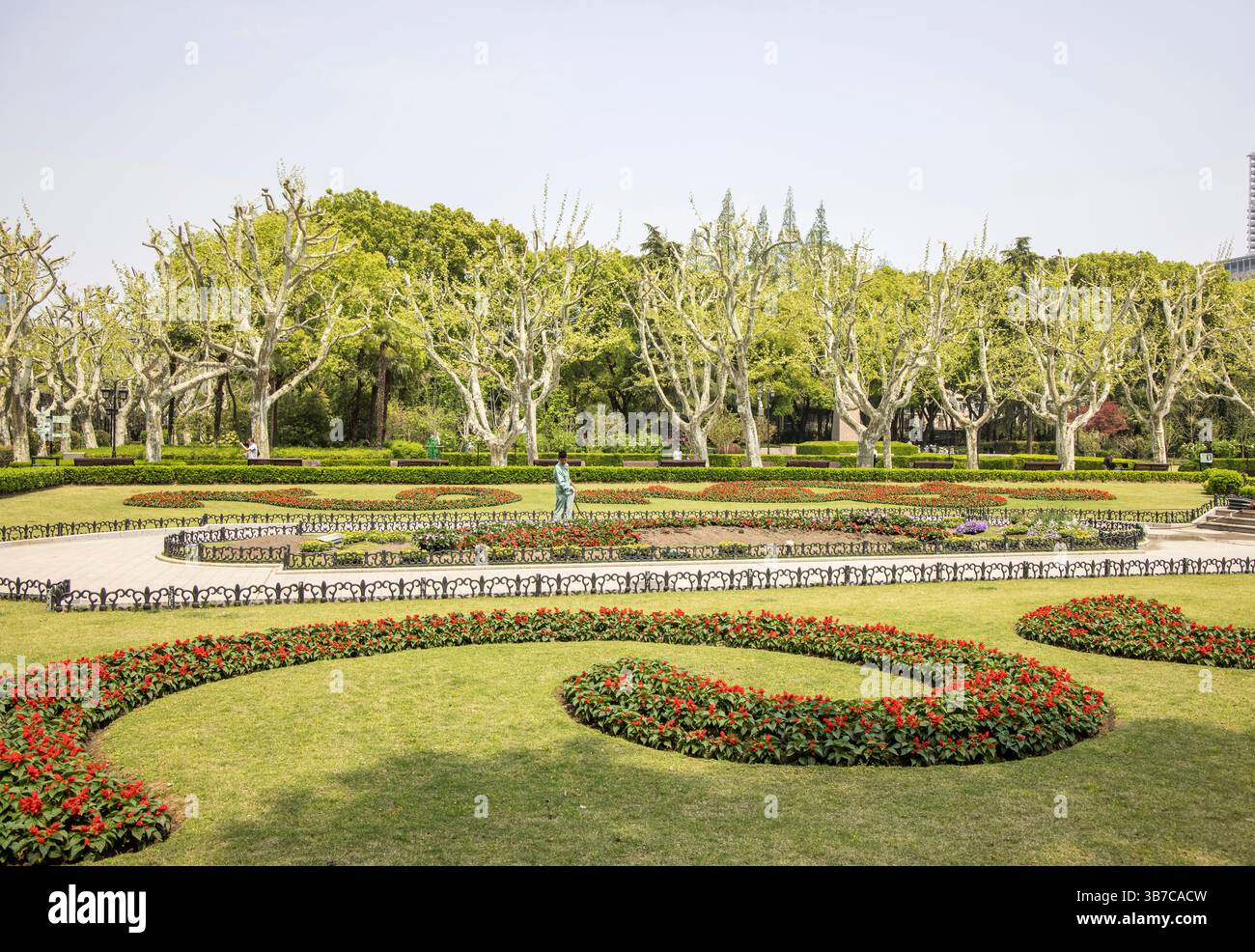 parterres de fleurs dans le parc fuxing à shanghai en chine Banque D'Images
