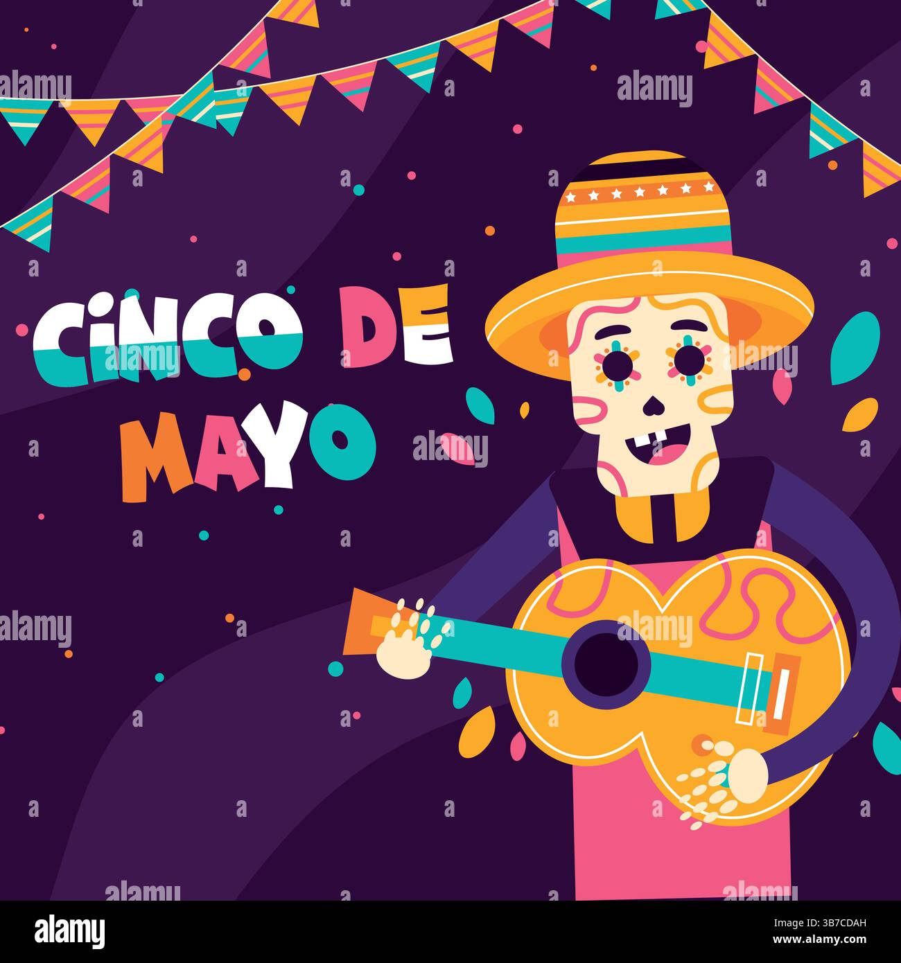 Flat Design Cinco de Mayo vacances médias sociaux Illustration de Vecteur