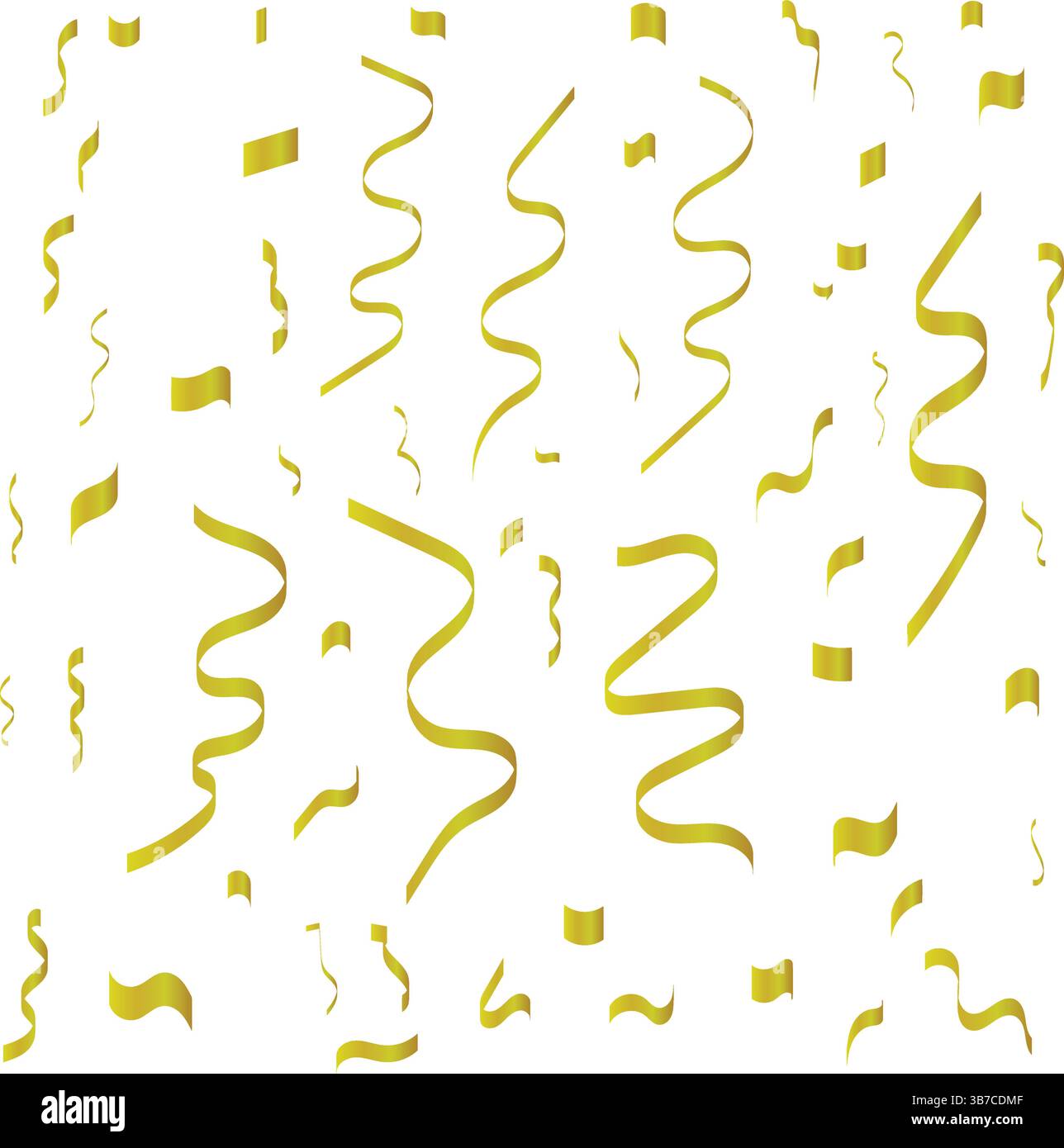 'Des confettis dorés tombant sur un fond blanc. Parfait pour les thèmes de célébration, les fêtes d'anniversaire et les événements festifs. Éléments dorés élégants et brillants Illustration de Vecteur