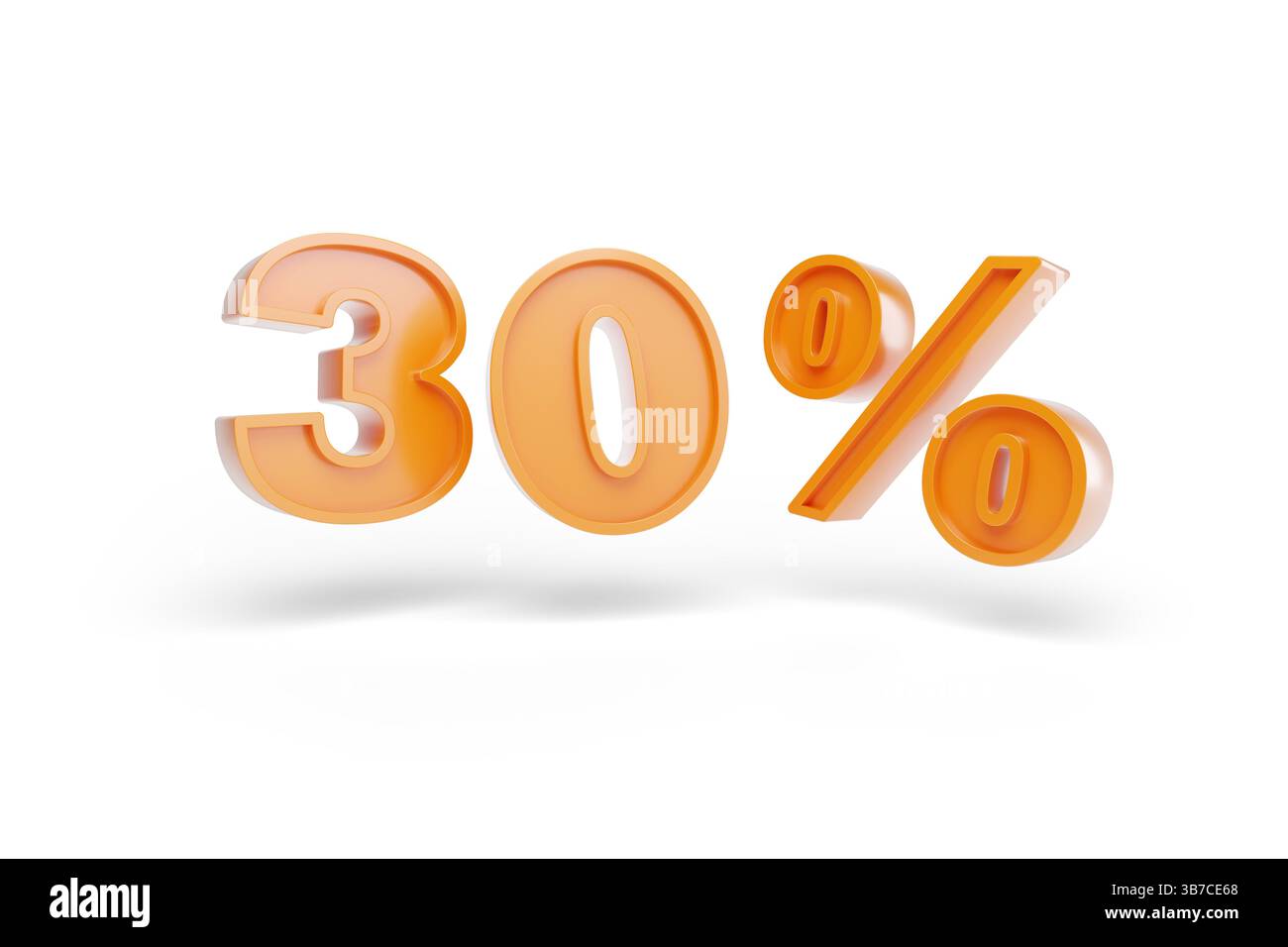30 pour cent en trois dimensions isolé sur fond blanc. Illustration 3D. Banque D'Images