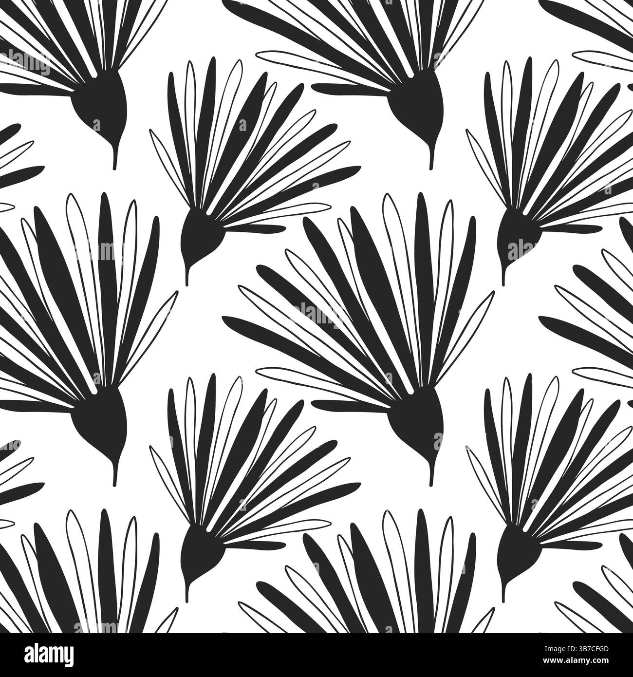 Motif noir et blanc. Illustration à l'encre botanique dessinée à la main avec motif floral. Camomille ou Marguerite. Imprimé noir dessiné à la main pour tissu, papier d'emballage, conception de papier peint. Illustration vectorielle Illustration de Vecteur