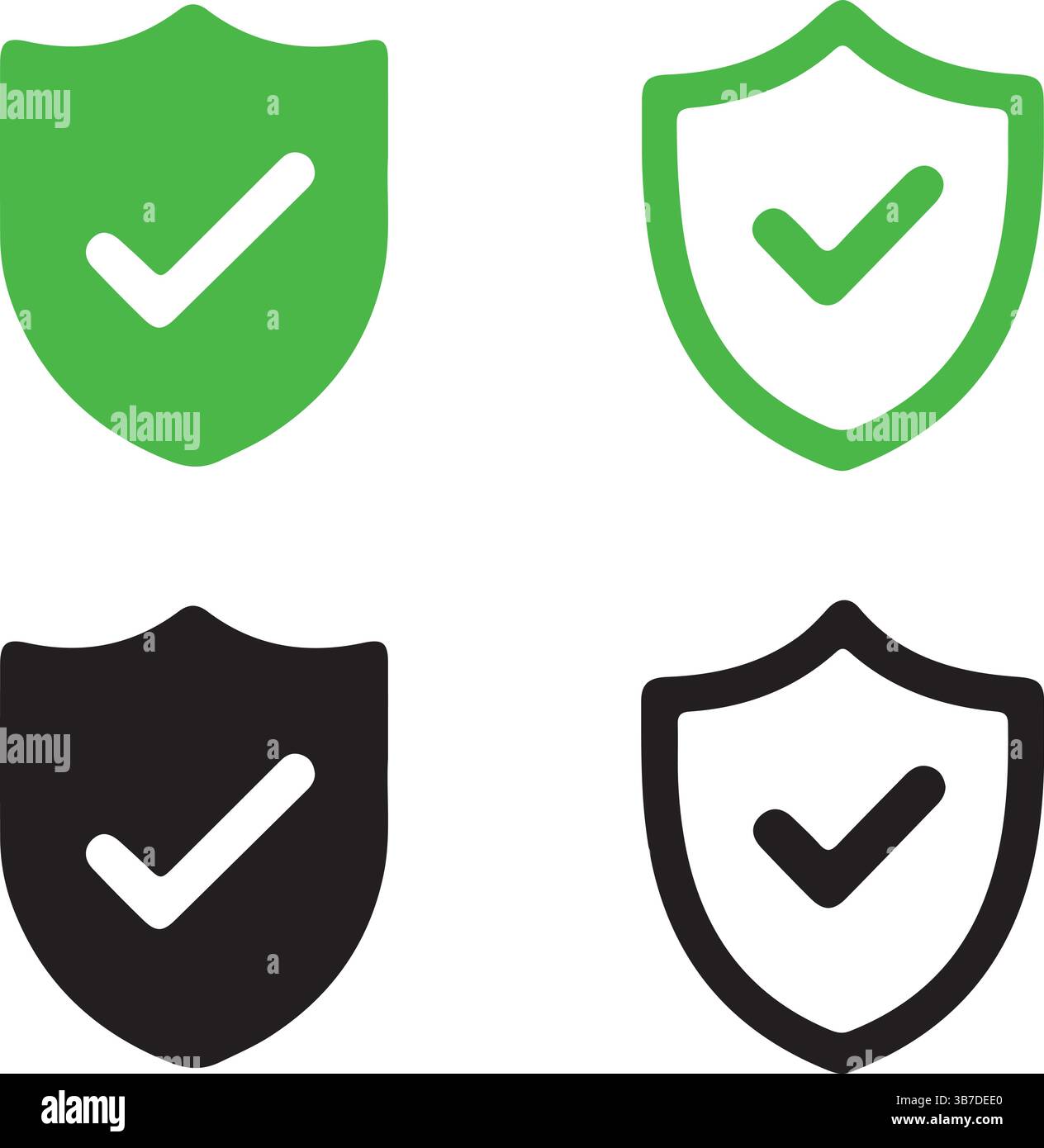 Icônes de coche Secure Verified protection Shield Illustration de Vecteur