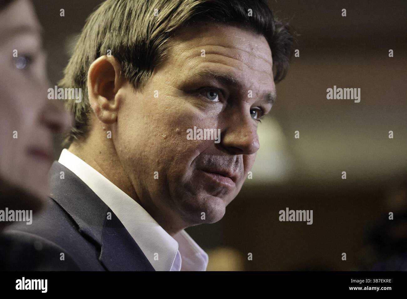 22 janvier 2024, des Moines, FL, États-Unis : le gouverneur de Floride Ron DeSantis assiste à un rallye du 13 janvier 2024 au quartier général Never Back Down super PAC à West des Moines, Iowa. (Crédit image : © Douglas R. Clifford/Tampa Bay Times via ZUMA Press Wire) Banque D'Images