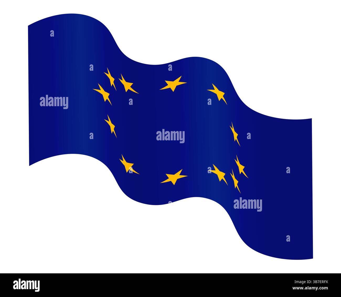Agitant le drapeau de l'Union européenne sur fond blanc. Modèle vectoriel symbole européen. Jour de l'indépendance et concept de fierté nationale pour le design Illustration de Vecteur