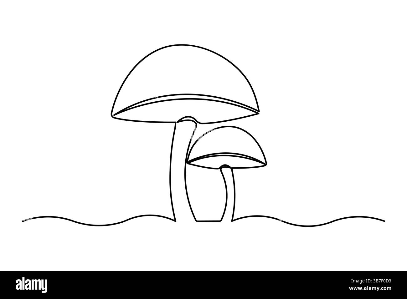 Illustration vectorielle champignon continu dessin d'une ligne Illustration de Vecteur