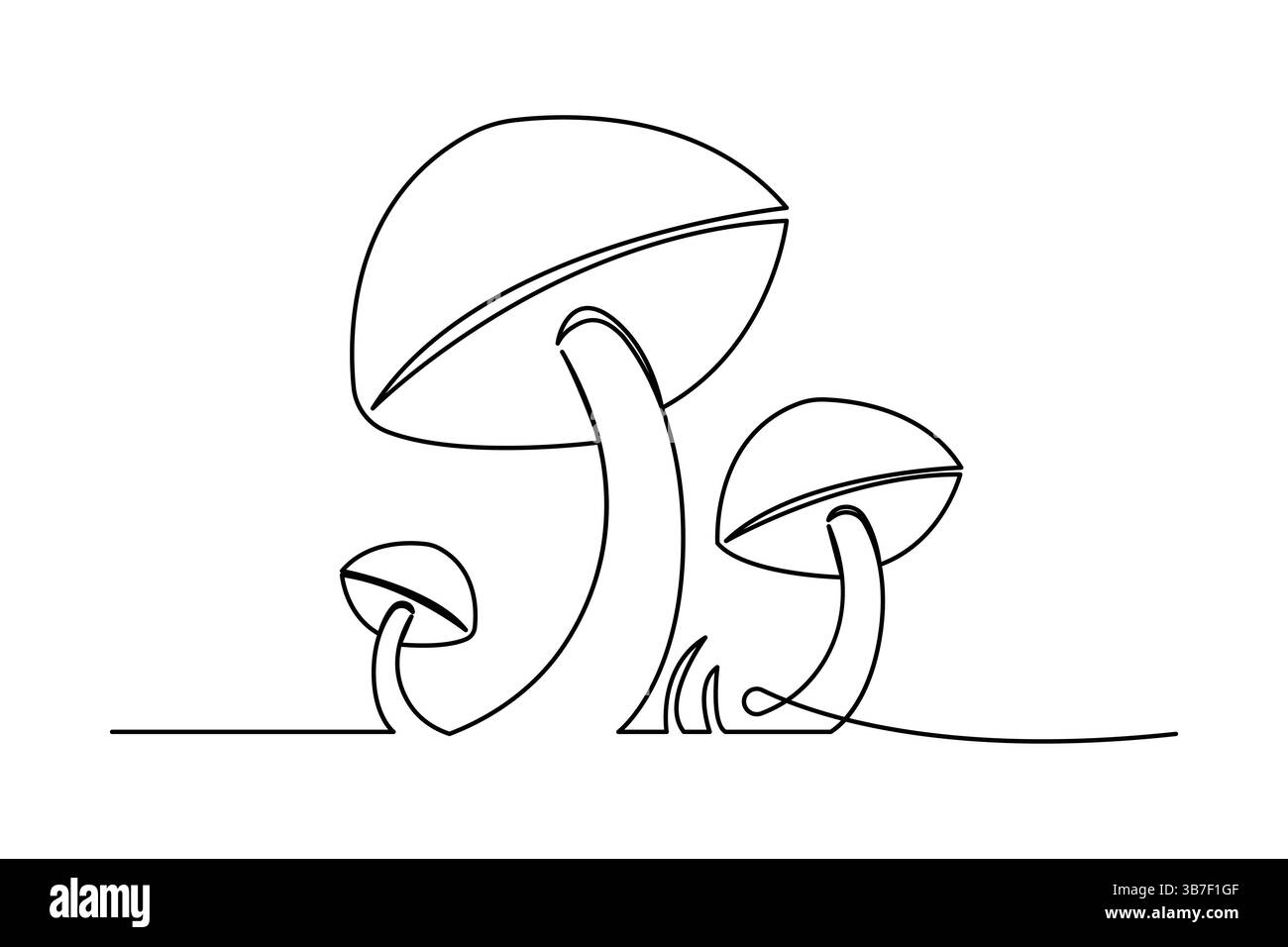 Illustration vectorielle champignon continu dessin d'une ligne Illustration de Vecteur