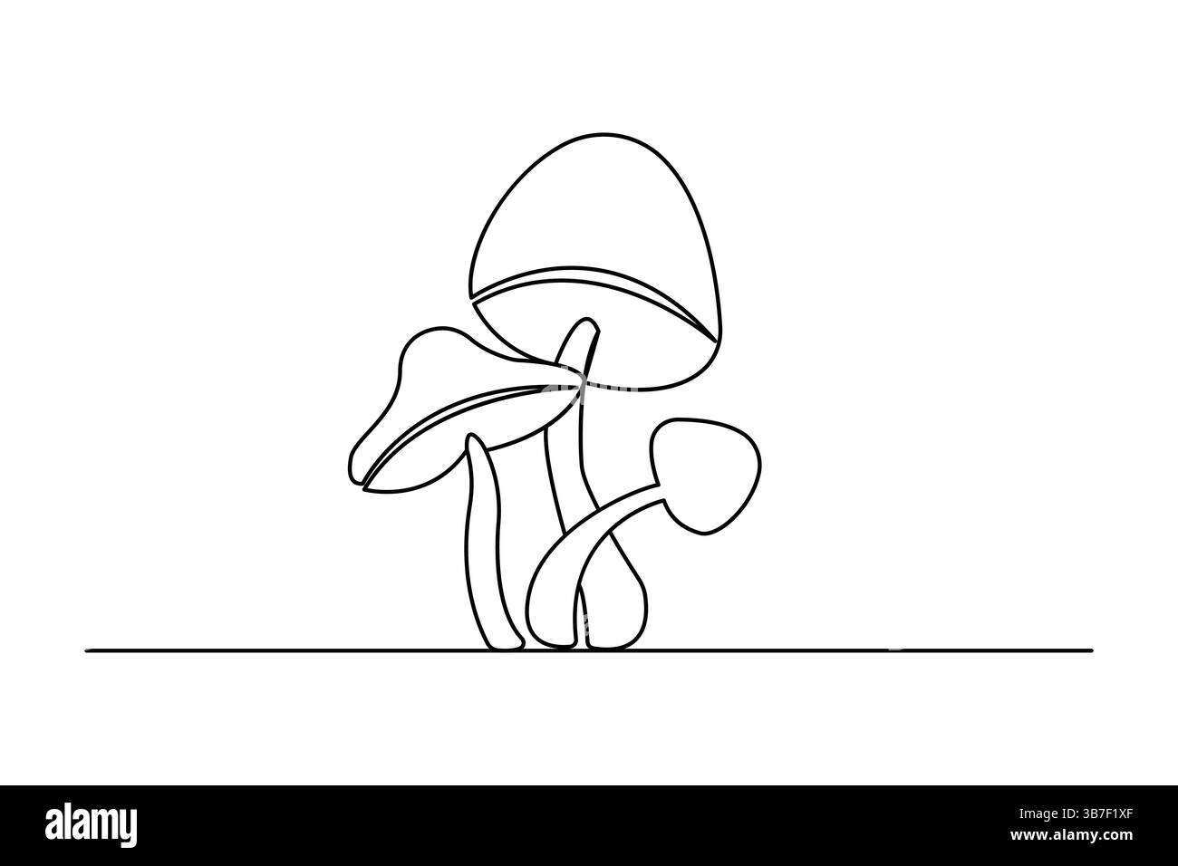 Illustration vectorielle champignon continu dessin d'une ligne Illustration de Vecteur