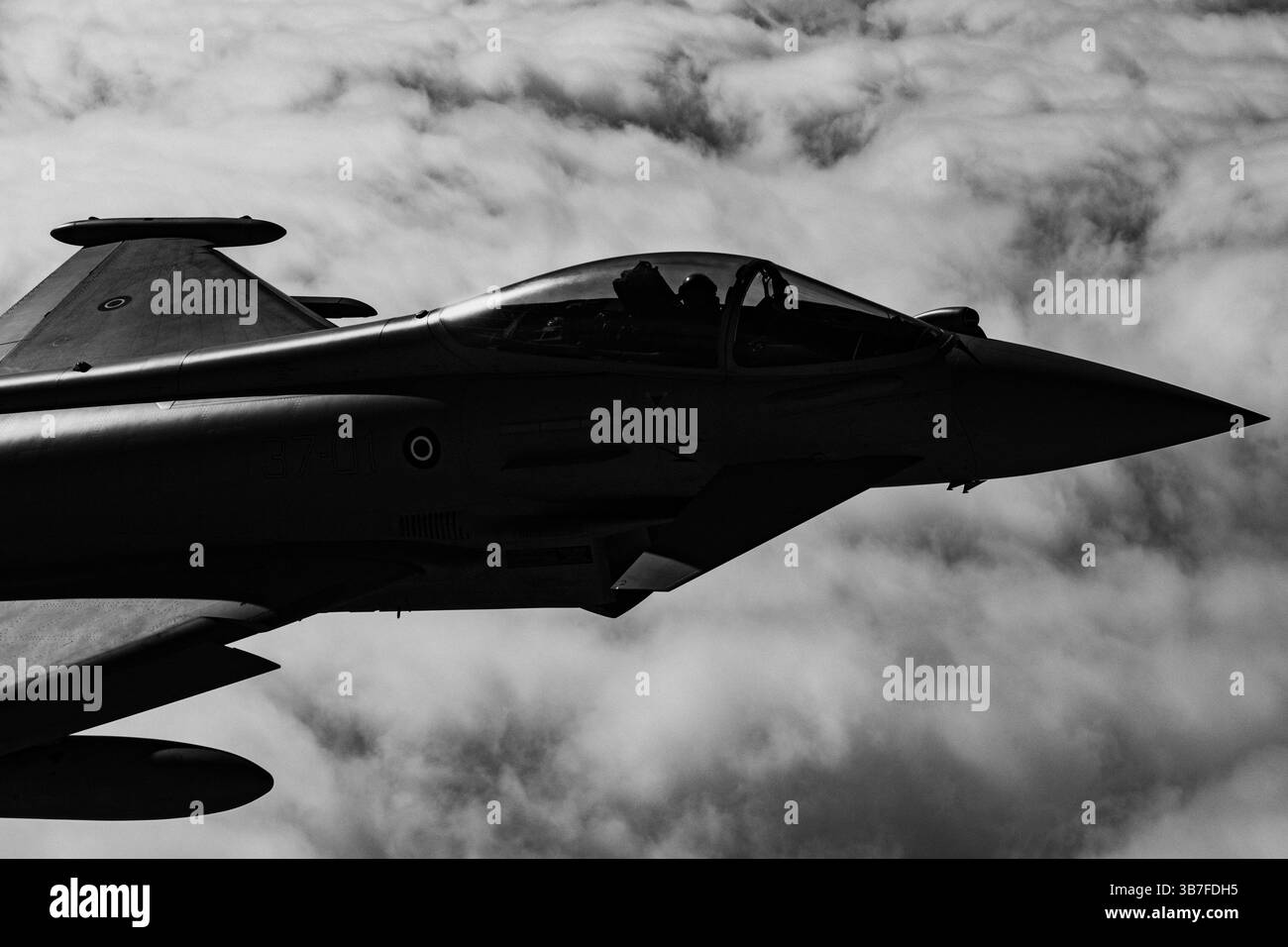 L’Eurofighter EF-2000 Typhoon de l’armée de l’air italienne est un avion multirôle de pointe, connu pour ses systèmes avancés et ses hautes performances dans les missions de combat aérien, de défense aérienne et de frappe. Il reste une pierre angulaire des forces de sécurité et de défense nationales italiennes. Banque D'Images