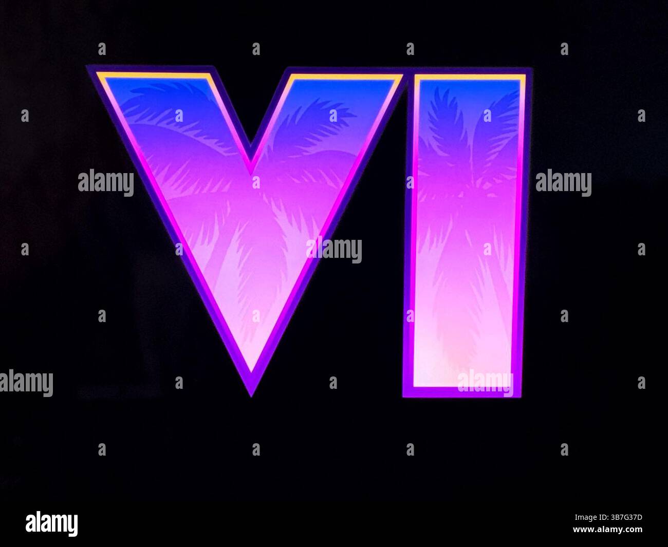 6 mai 2025. Rockstar Games lance la deuxième bande-annonce de GTA6 aujourd'hui. Grand Theft Auto VI illustré : capture d'écran du logo. Crédit : Nidpor/Alamy Live News Banque D'Images