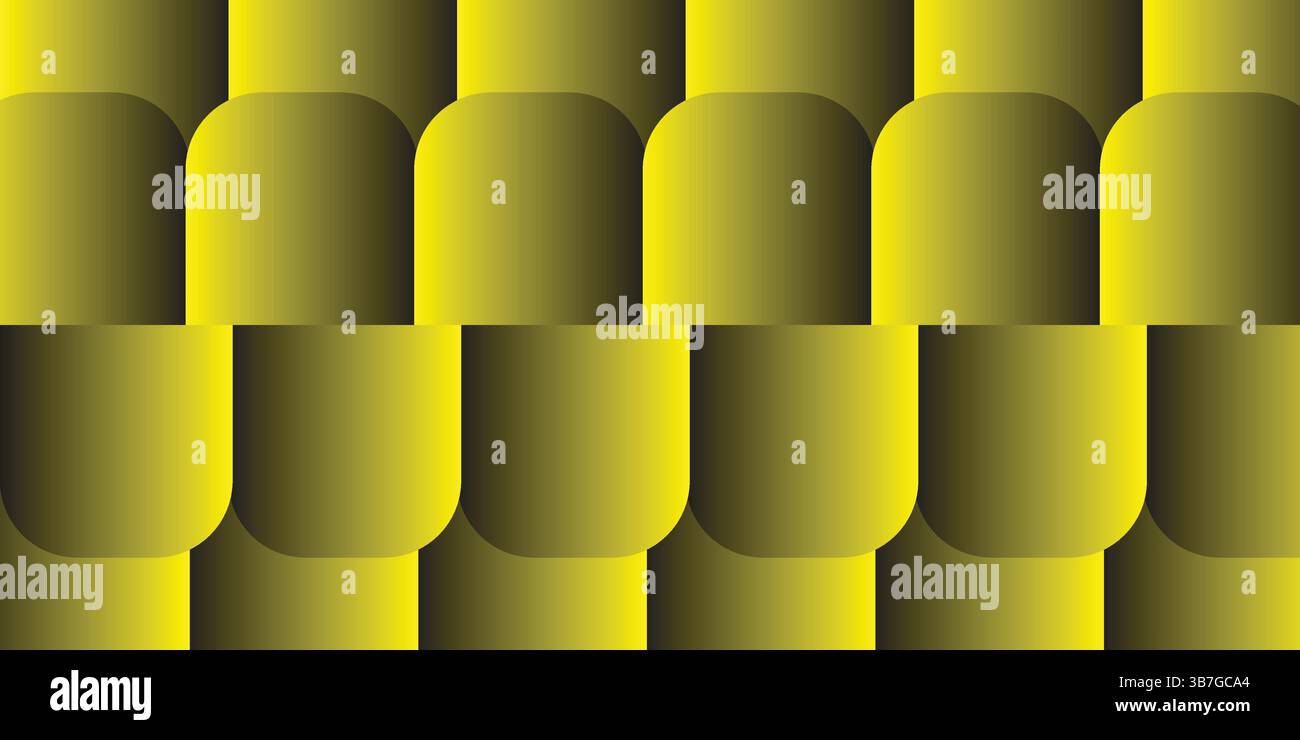 Formes 3D jaunes noires ressemblant à une capsule avec symétrie répétitive Illustration de Vecteur
