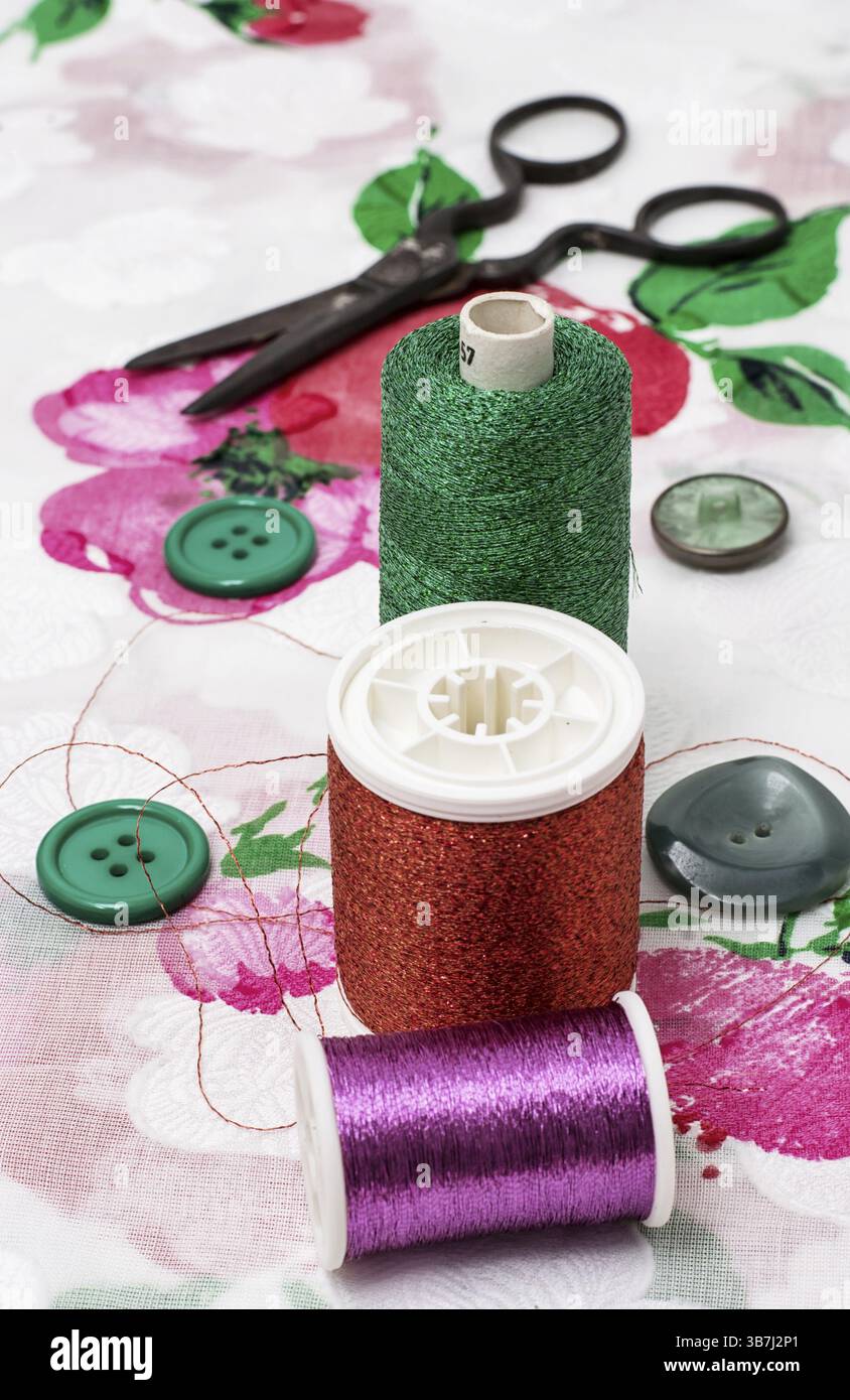 Ensemble d'accessoires pour coudre les boutons et Banque D'Images