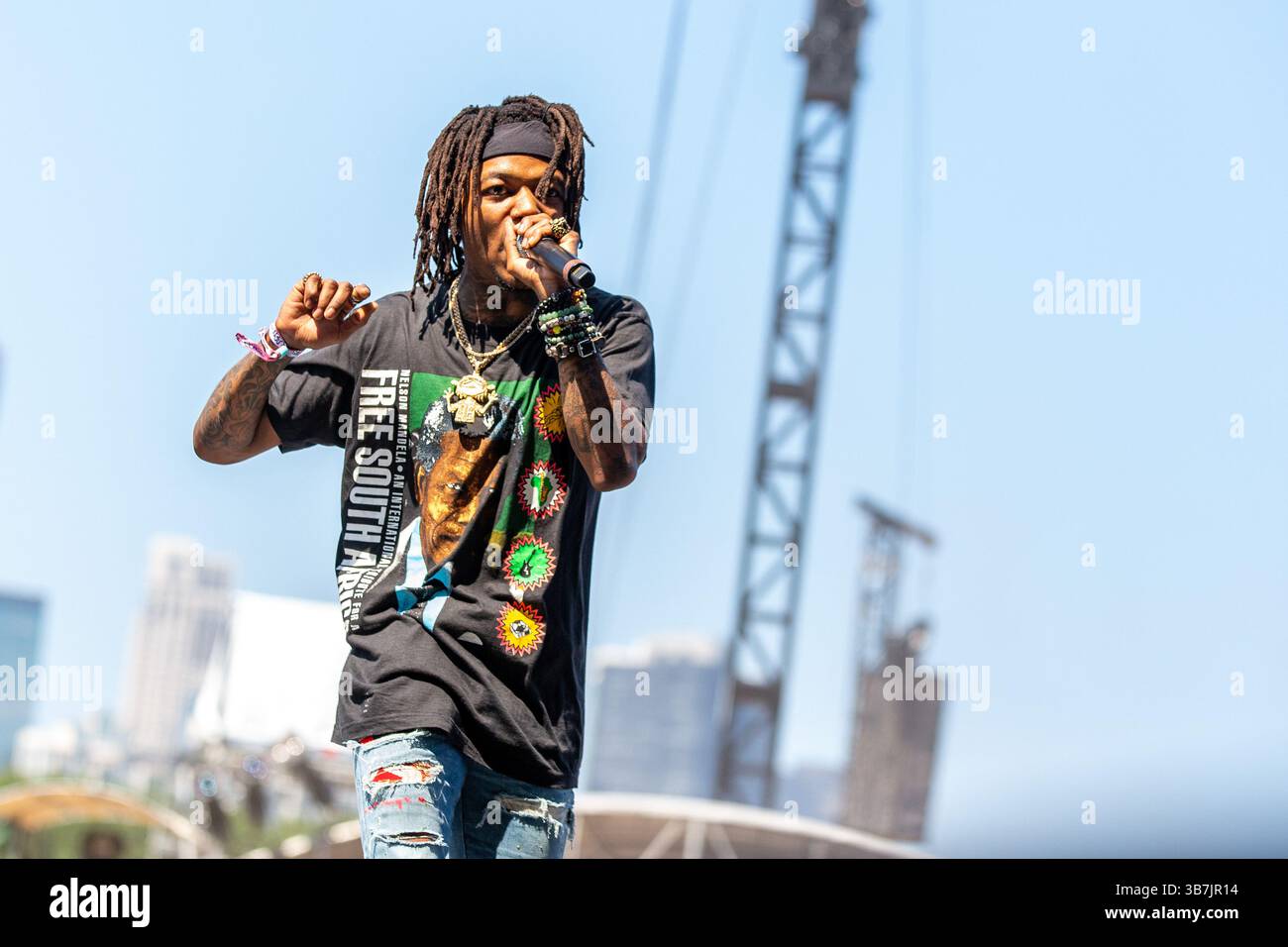 4 août 2019, Chicago, Illinois, États-Unis : le rappeur J.I.D (DESTIN ROUTE) pendant le Lollapalooza Music Festival au Grant Park à Chicago, Illinois (image crédit : © Daniel DeSlover/ZUMA Press Wire) Banque D'Images