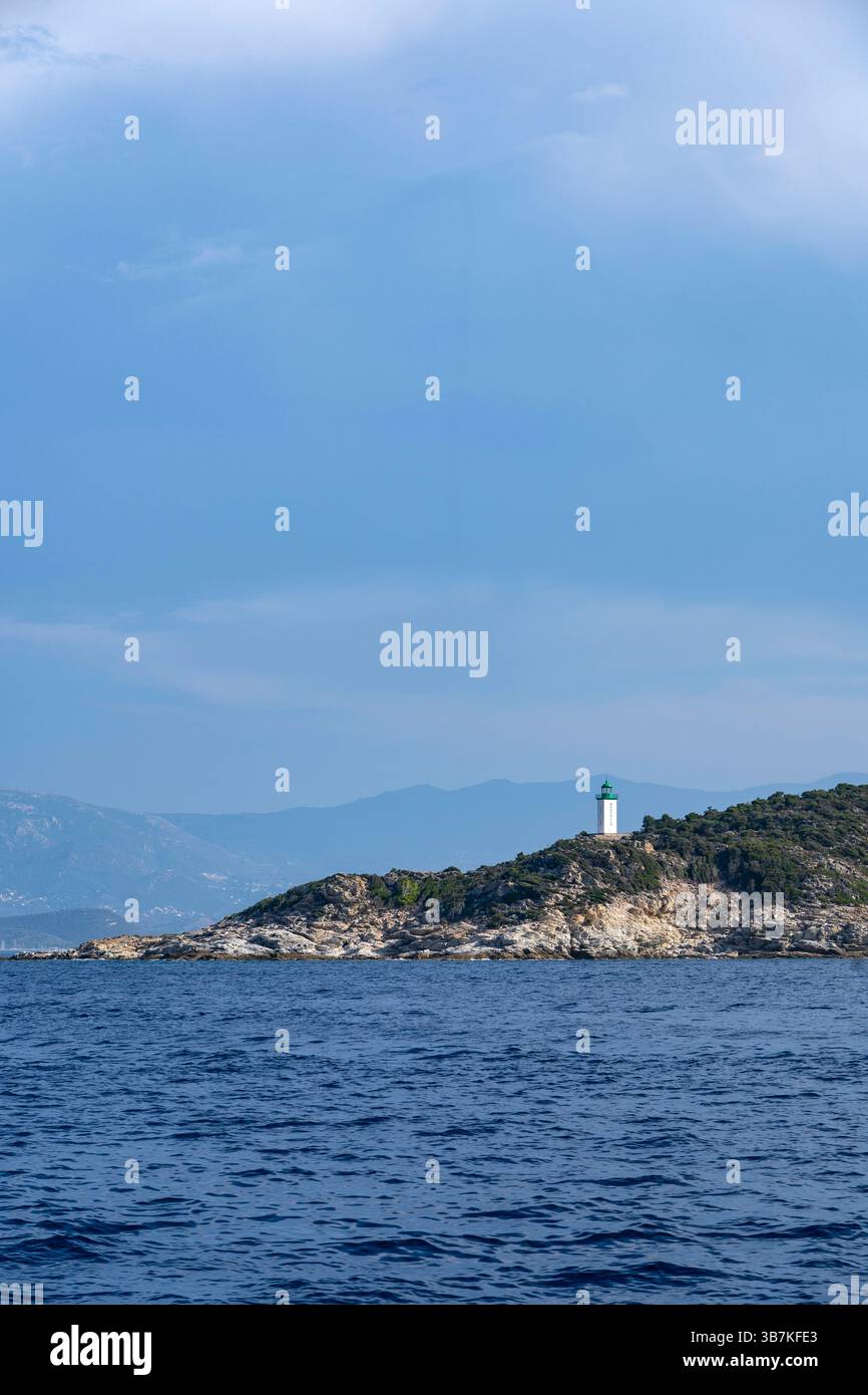 Phare de la Mortella, désert des Agriate, Corse, France Banque D'Images