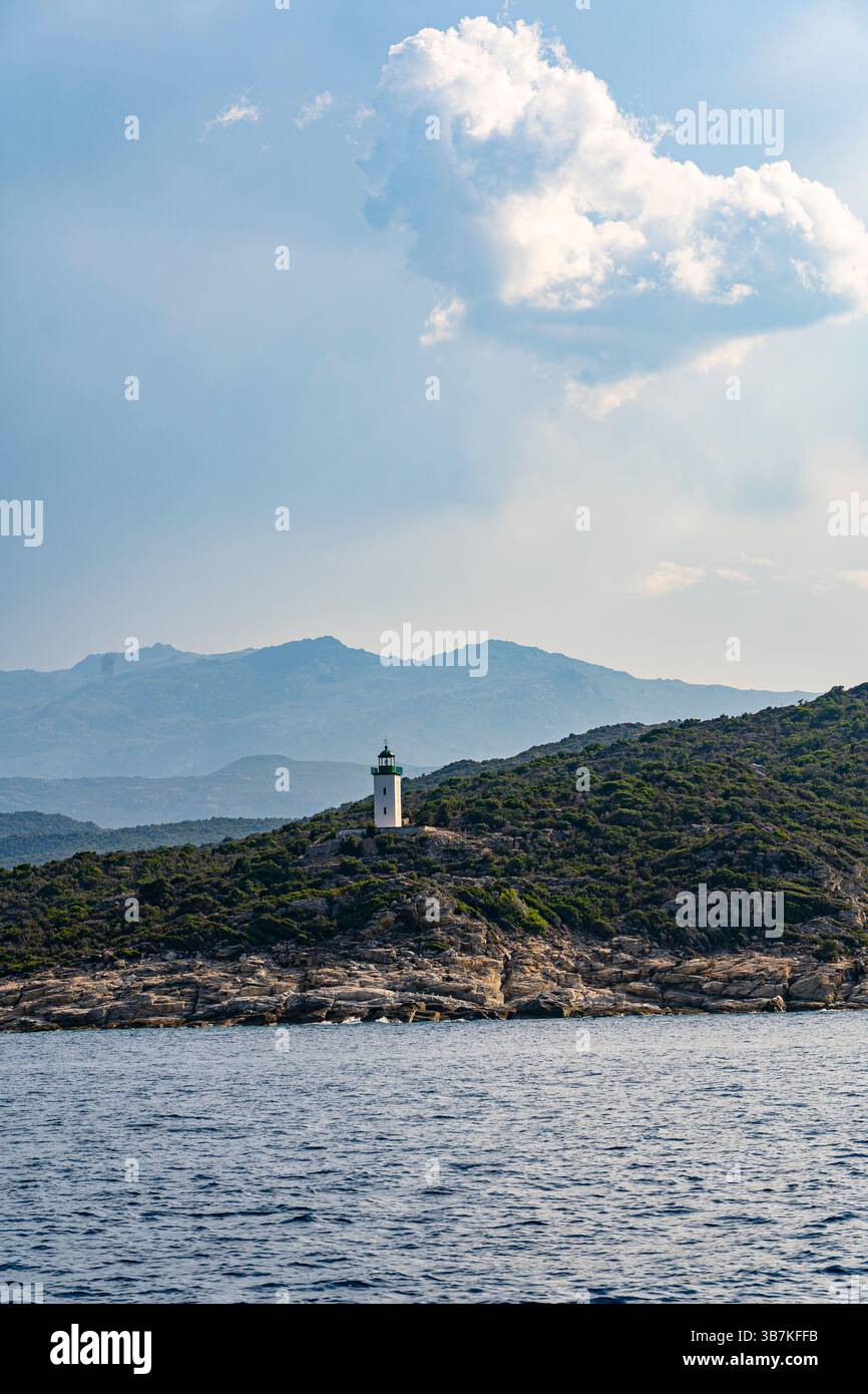 Phare de la Mortella, désert des Agriate, Corse, France Banque D'Images
