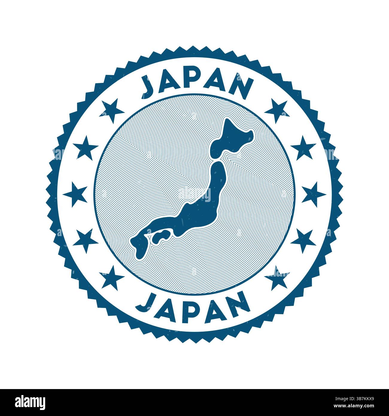 Emblème du Japon. Timbre rond de pays avec la forme du Japon, isolignes et texte rond. Badge attrayant. Illustration vectorielle authentique. Illustration de Vecteur