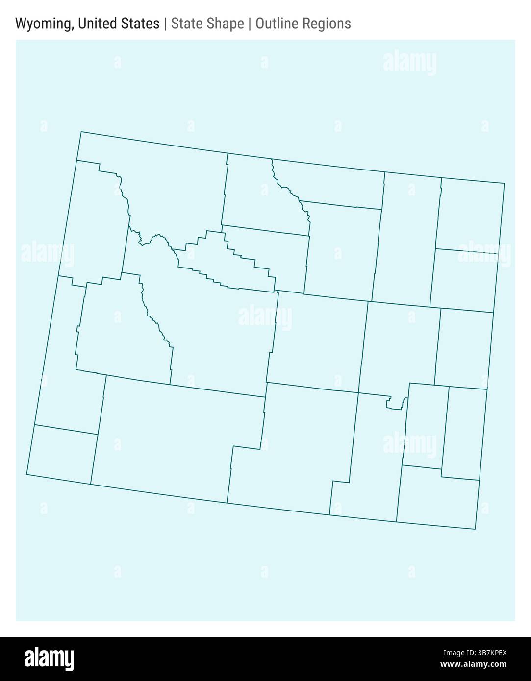 Wyoming, États-Unis. Carte vectorielle simple. Forme d'état. Style des régions de contour. Frontière du Wyoming. Illustration vectorielle. Illustration de Vecteur