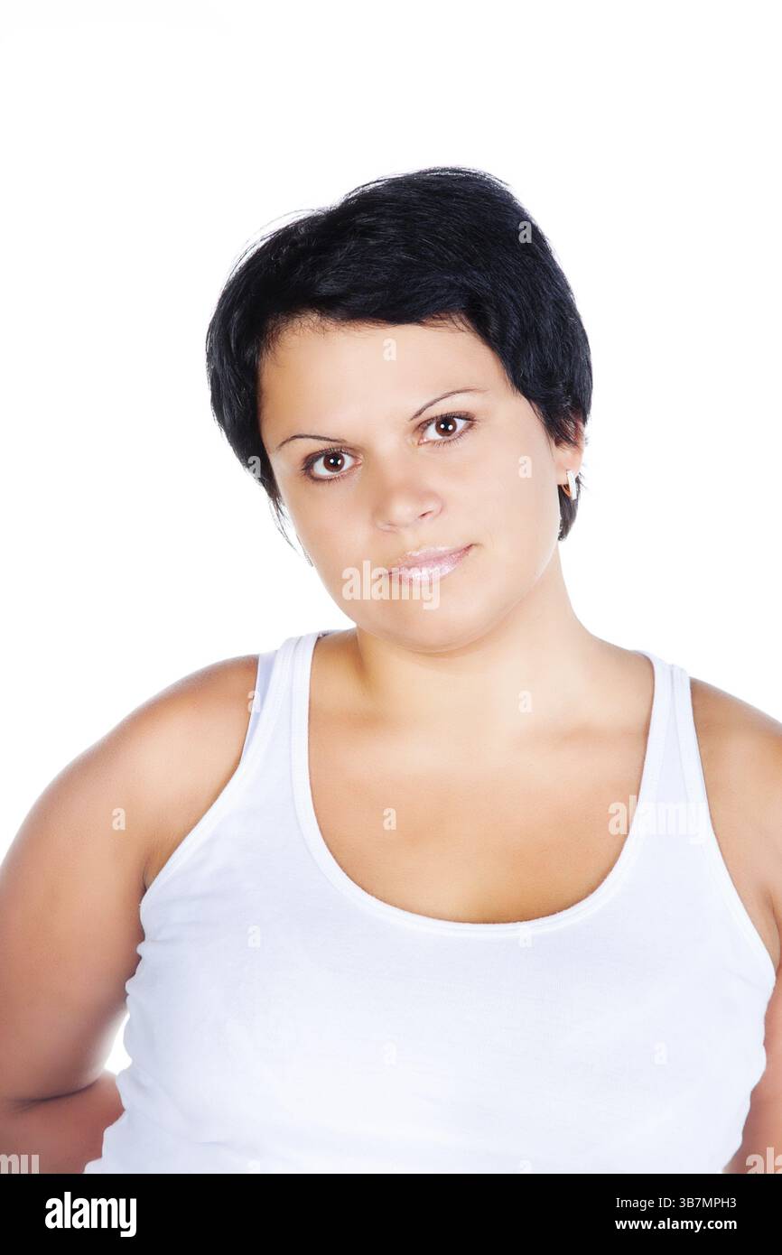 Portrait de femme grasse souriante Banque D'Images