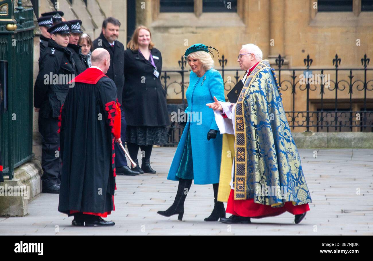 11 mars 2024, Londres, Angleterre, Royaume-Uni : la reine CAMILLA arrive à l'abbaye de Westminster pour le service du Commonwealth. (Crédit image : © Tayfun Salci/ZUMA Press Wire) Banque D'Images