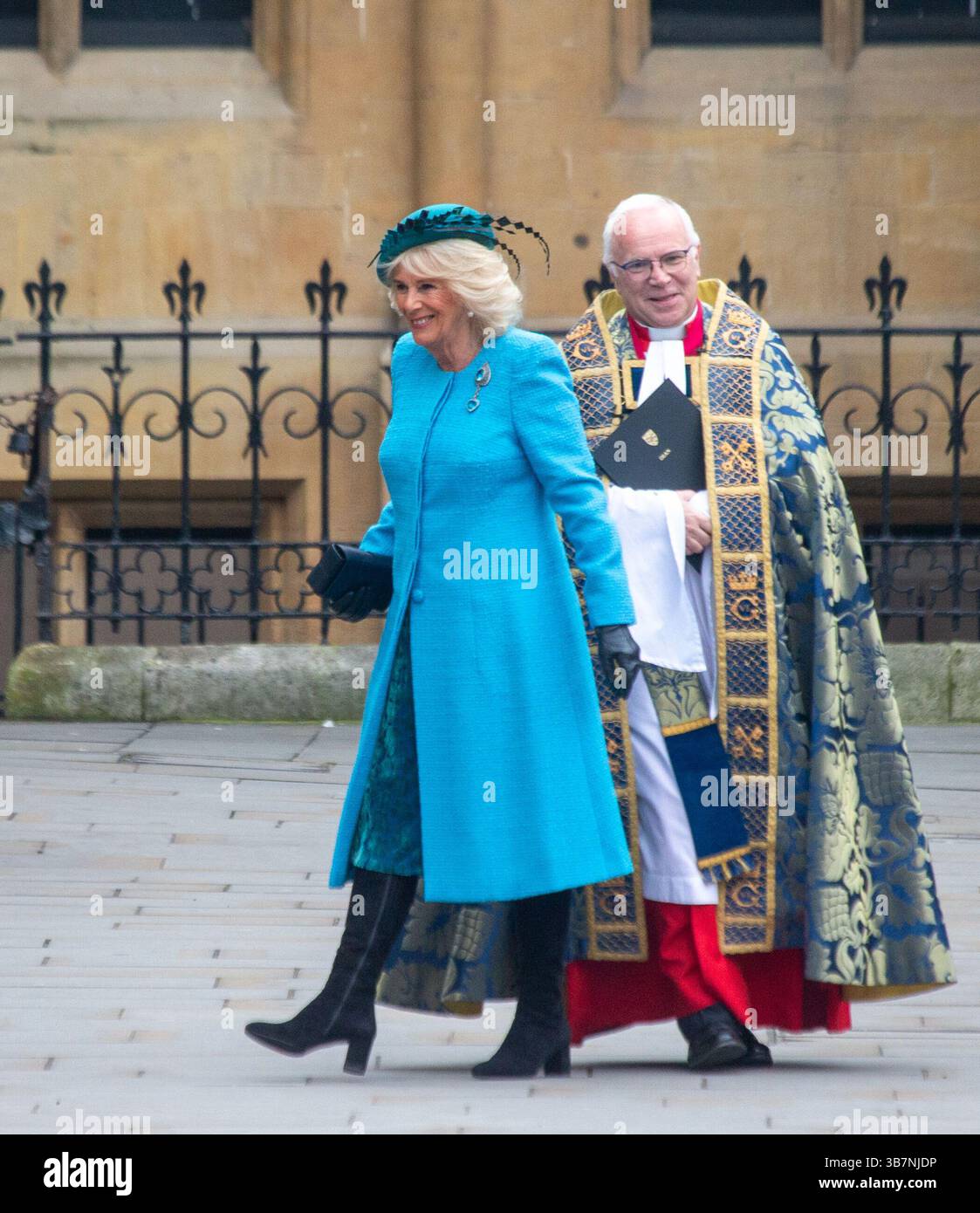 11 mars 2024, Londres, Angleterre, Royaume-Uni : la reine CAMILLA arrive à l'abbaye de Westminster pour le service du Commonwealth. (Crédit image : © Tayfun Salci/ZUMA Press Wire) Banque D'Images