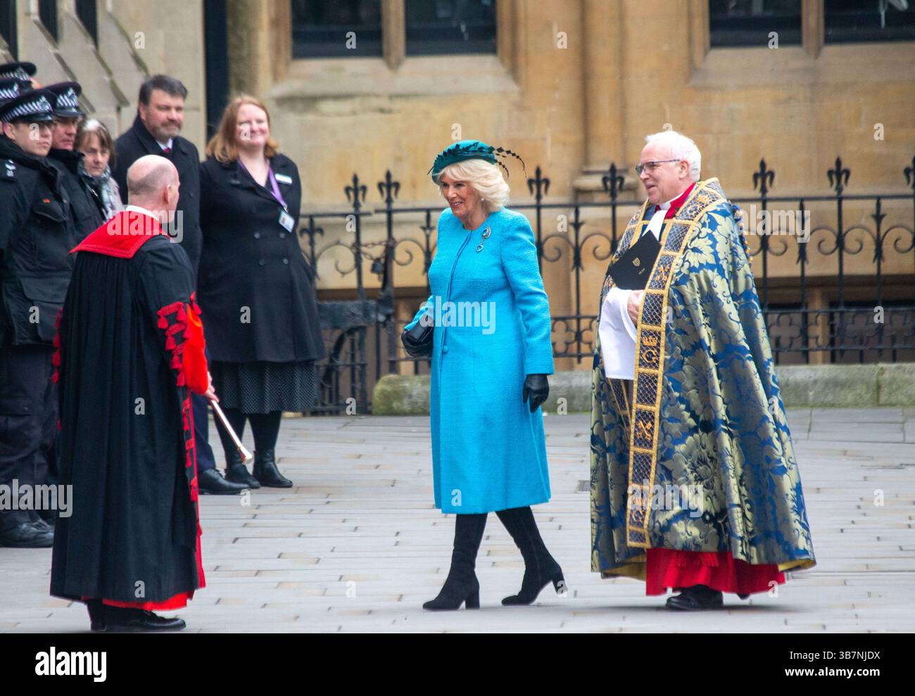 11 mars 2024, Londres, Angleterre, Royaume-Uni : la reine CAMILLA arrive à l'abbaye de Westminster pour le service du Commonwealth. (Crédit image : © Tayfun Salci/ZUMA Press Wire) Banque D'Images