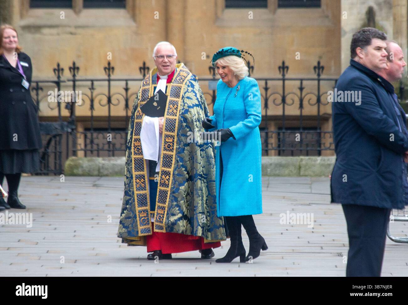 11 mars 2024, Londres, Angleterre, Royaume-Uni : la reine CAMILLA arrive à l'abbaye de Westminster pour le service du Commonwealth. (Crédit image : © Tayfun Salci/ZUMA Press Wire) Banque D'Images