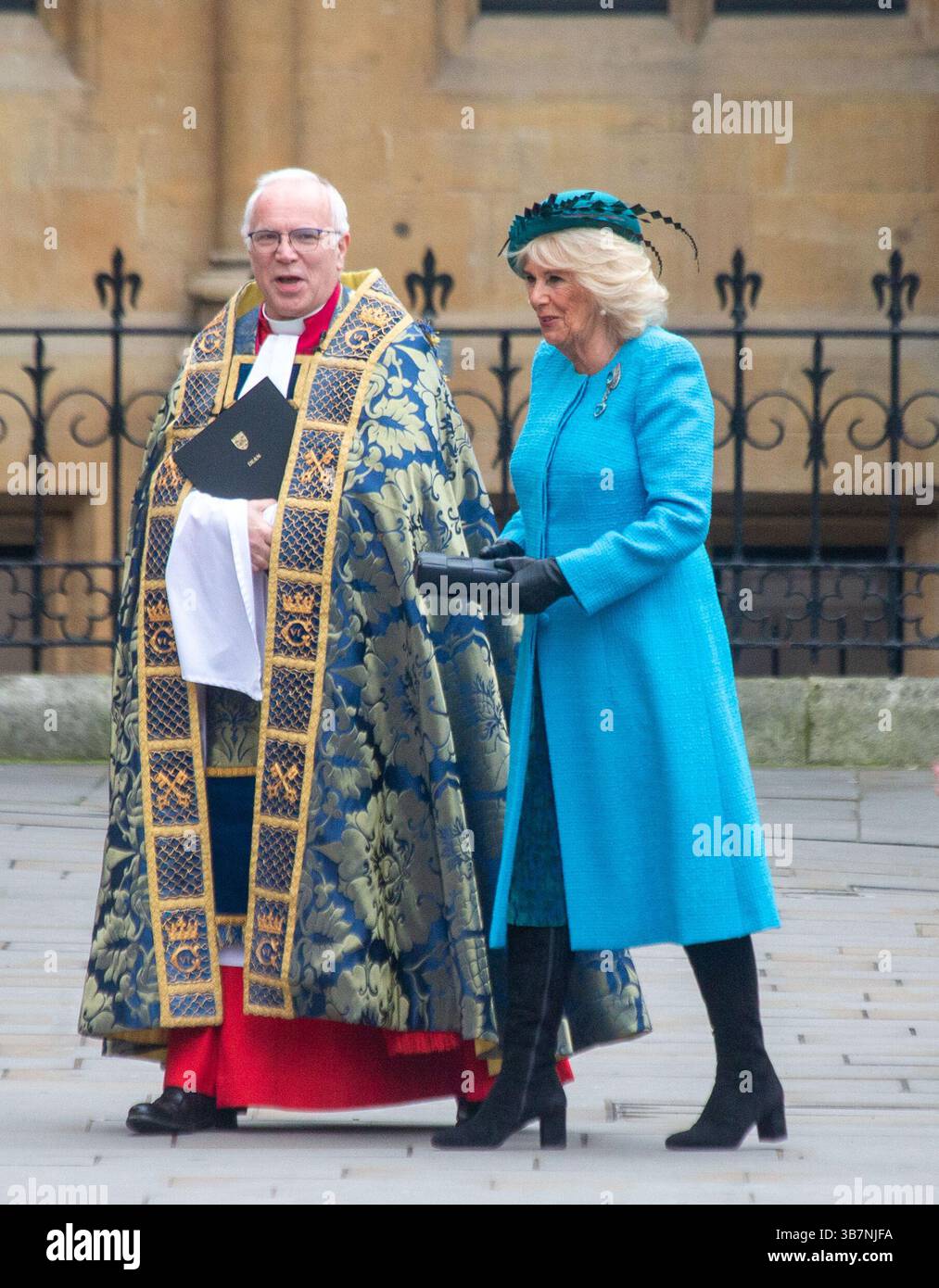 11 mars 2024, Londres, Angleterre, Royaume-Uni : la reine CAMILLA arrive à l'abbaye de Westminster pour le service du Commonwealth. (Crédit image : © Tayfun Salci/ZUMA Press Wire) Banque D'Images