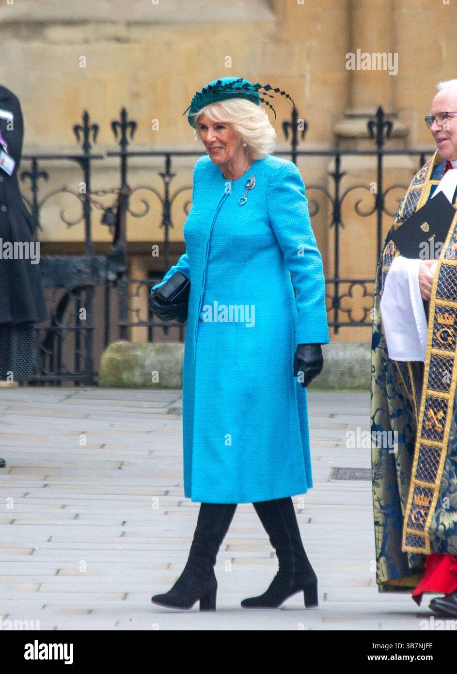 11 mars 2024, Londres, Angleterre, Royaume-Uni : la reine CAMILLA arrive à l'abbaye de Westminster pour le service du Commonwealth. (Crédit image : © Tayfun Salci/ZUMA Press Wire) Banque D'Images