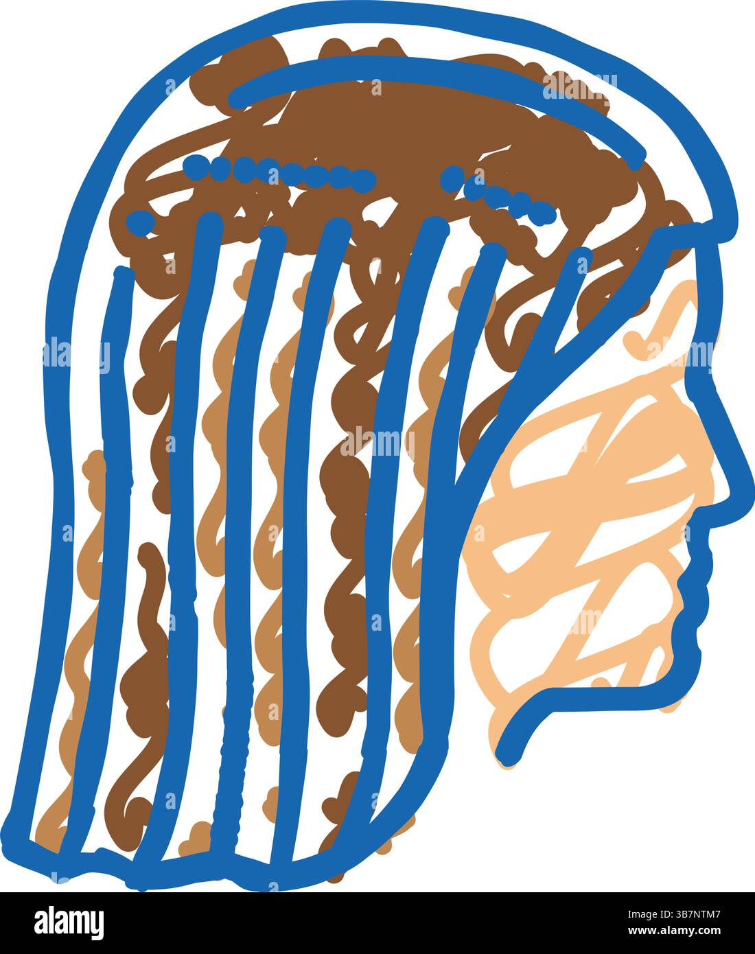 tête avec l'icône de doodle de petits pains ajoutés illustration Illustration de Vecteur