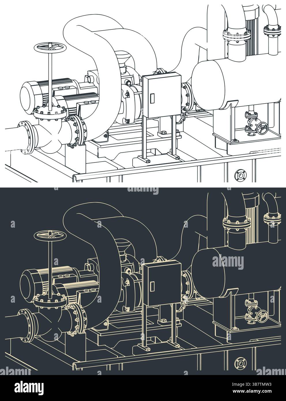 Illustrations vectorielles stylisées de patins de pompe pour tout fluide Illustration de Vecteur